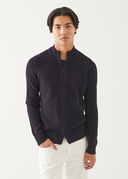 Merino Plaited Zip Up Cardigan