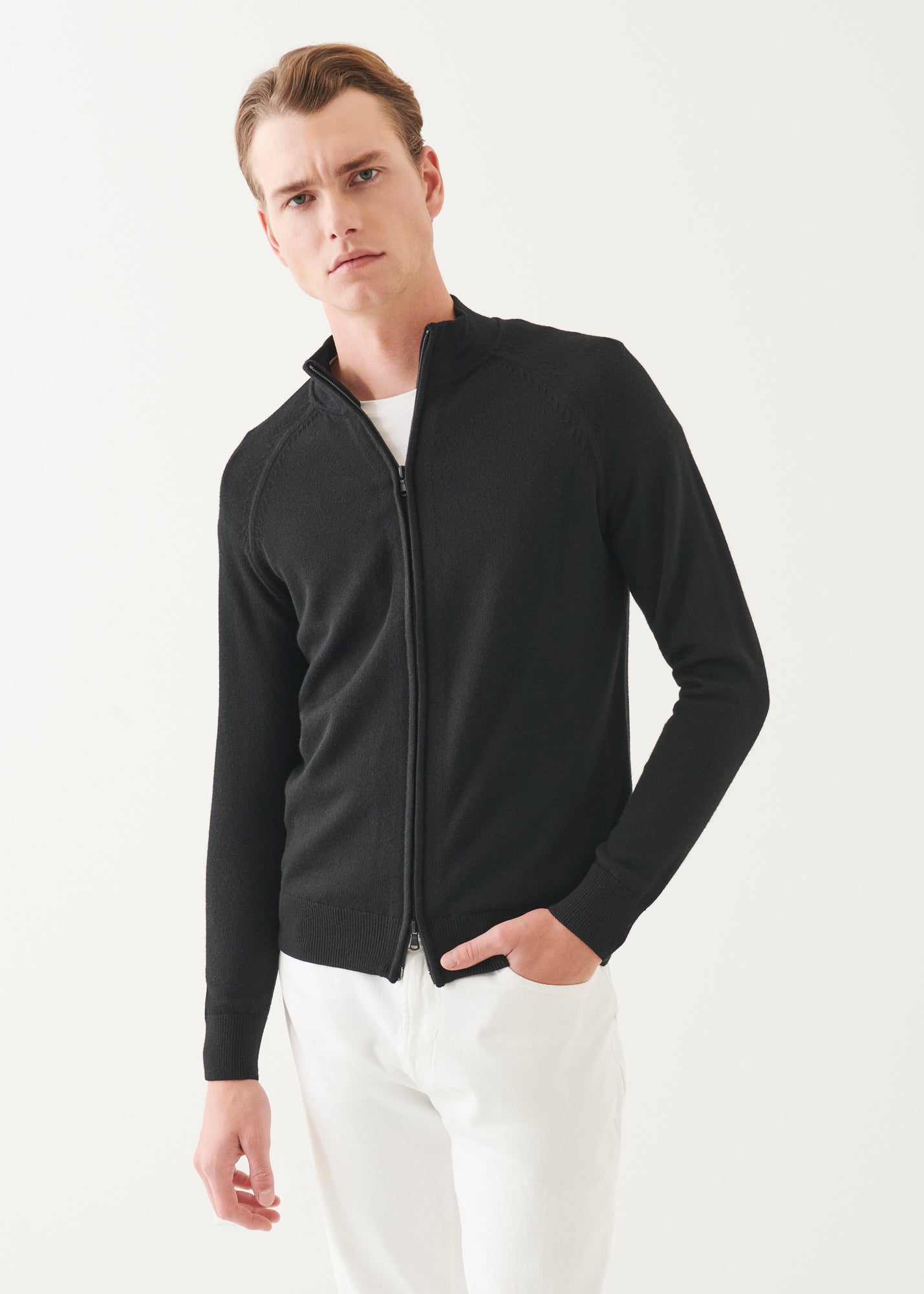 Merino Raglan Zip Up Cardigan | PATRICK ASSARAF | Luxury Fashion