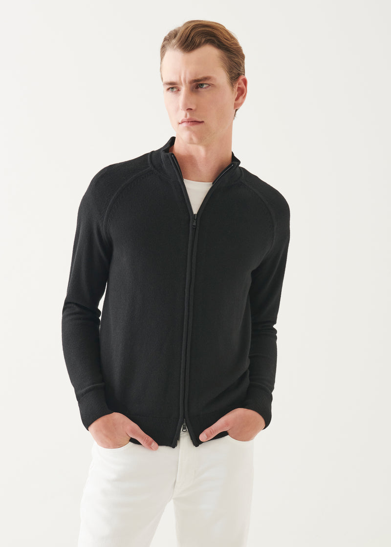 Merino Raglan Zip Up Cardigan