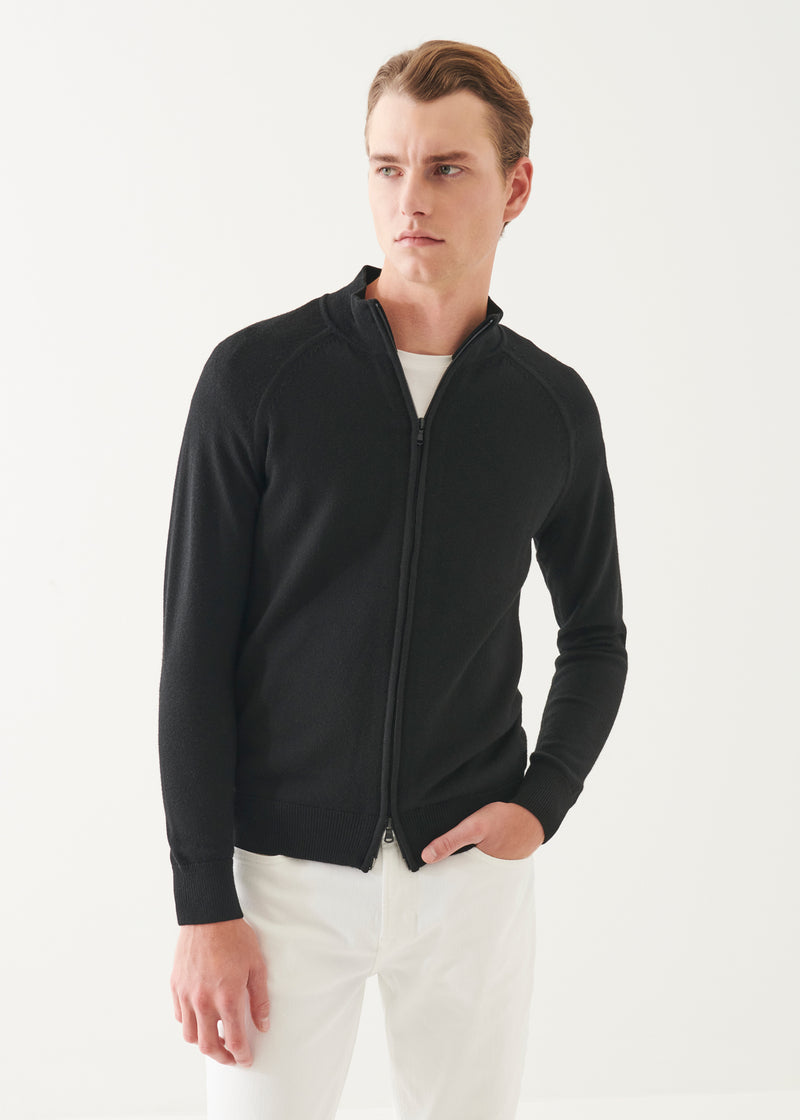 Merino Raglan Zip Up Cardigan