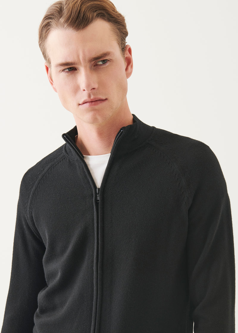 Merino Raglan Zip Up Cardigan