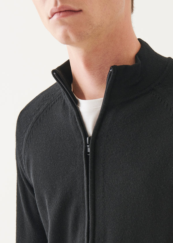 Merino Raglan Zip Up Cardigan