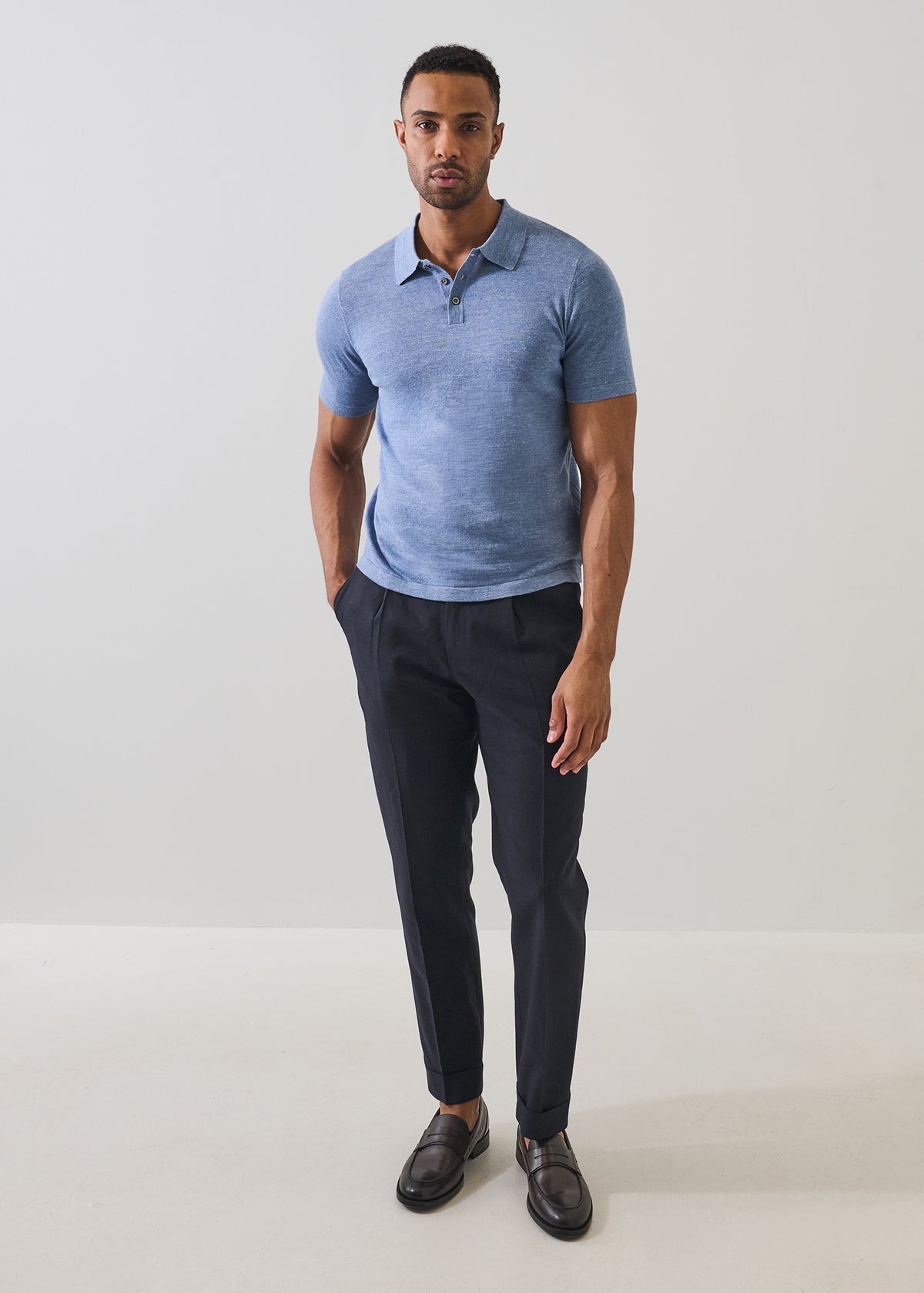 Linen Cotton Button Knit Polo - PATRICK ASSARAF