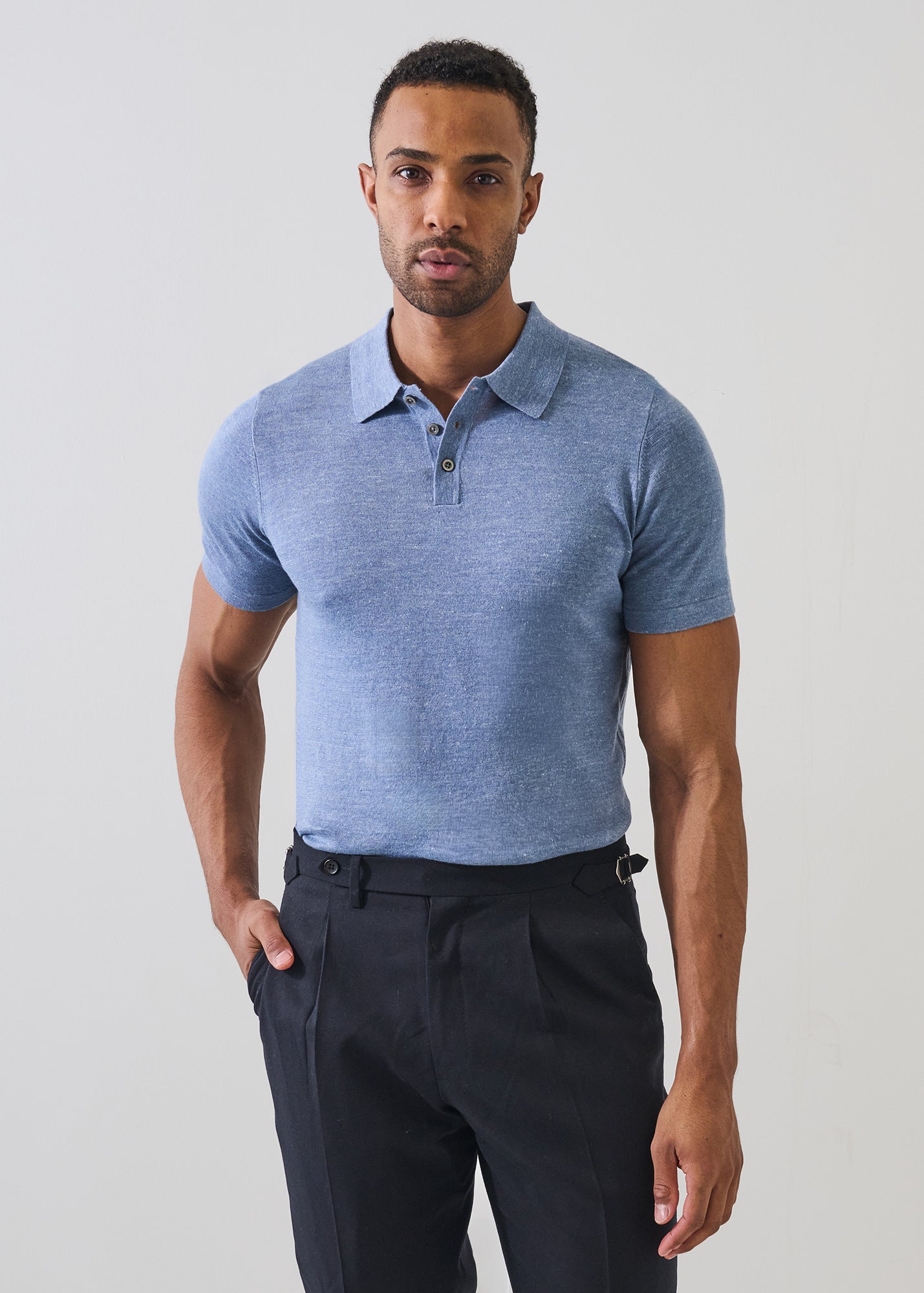 Linen Cotton Button Knit Polo - PATRICK ASSARAF