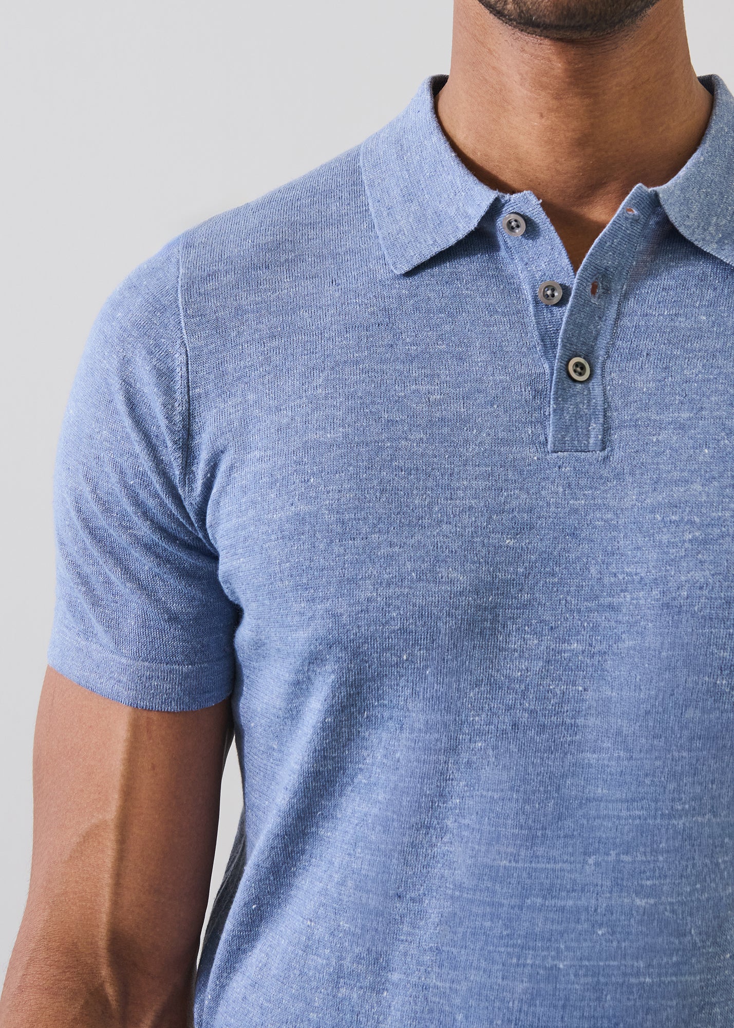 Linen Cotton Button Knit Polo - PATRICK ASSARAF