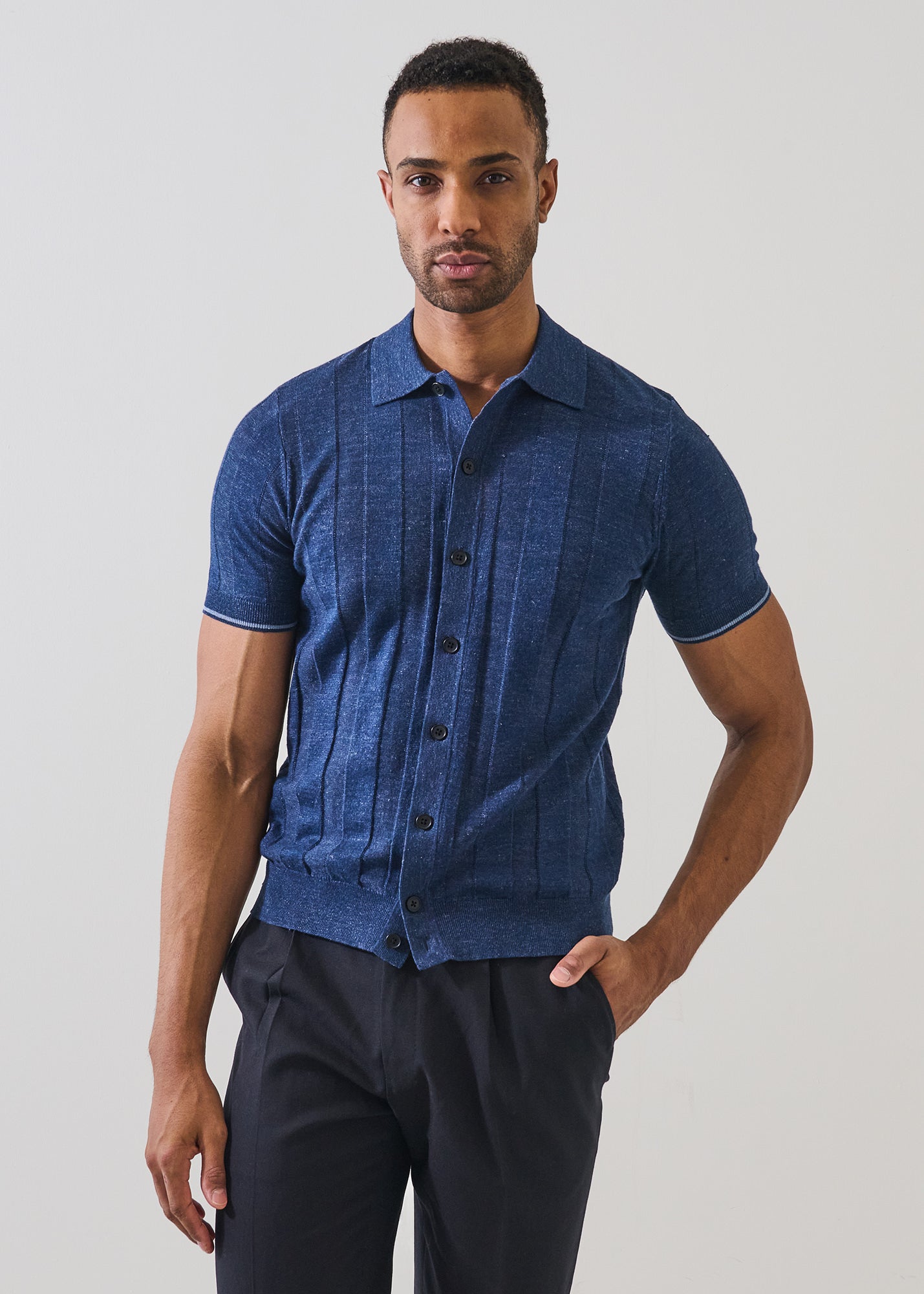 Linen Cotton Tipped Knit Shirt - PATRICK ASSARAF