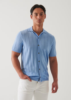 Merino Wool-Silk Blend Knit Button Up