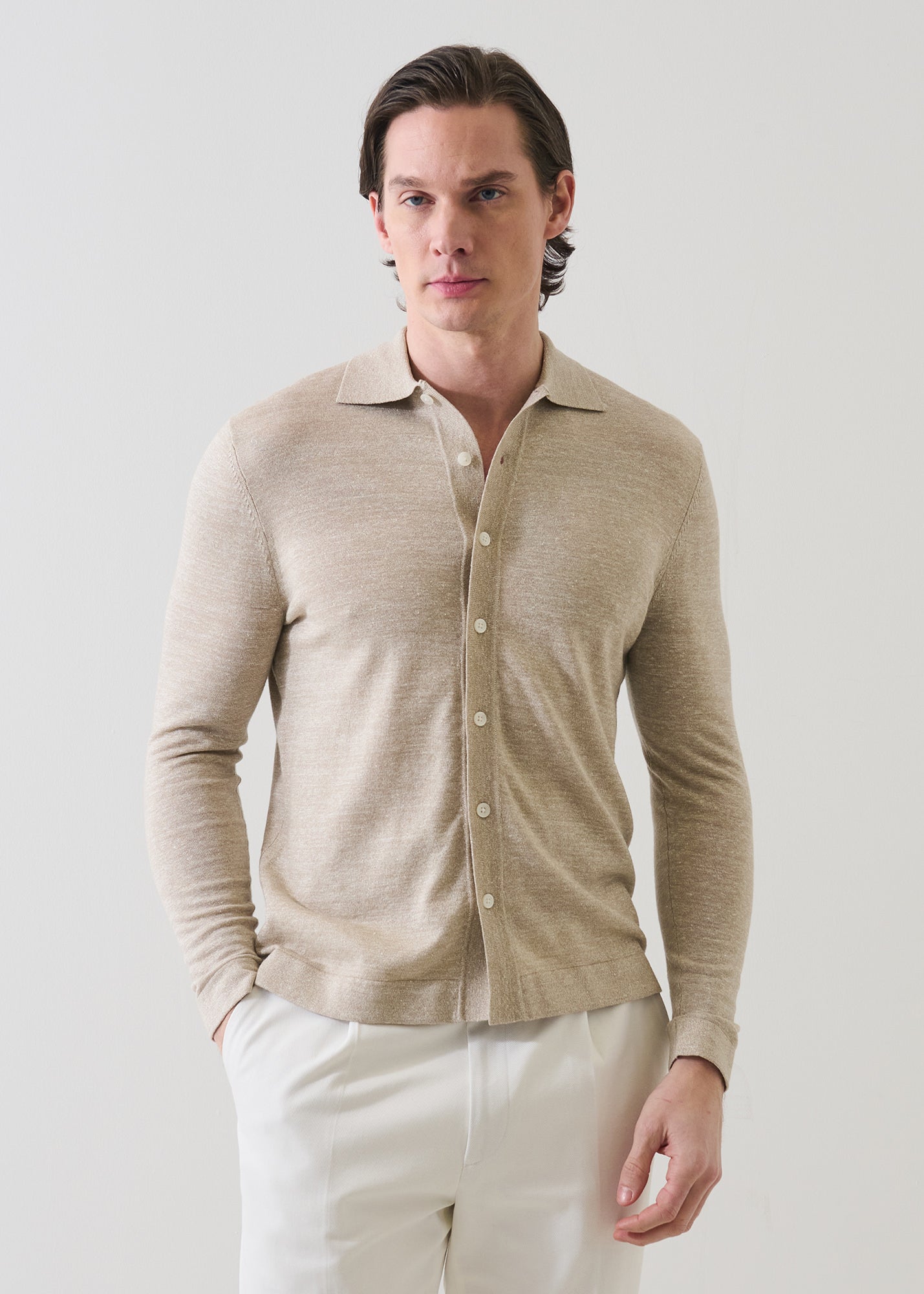 Merino Linen Button Up Knit Shirt - PATRICK ASSARAF