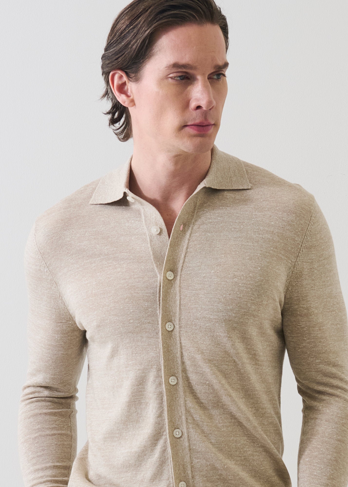 Merino Linen Button Up Knit Shirt - PATRICK ASSARAF