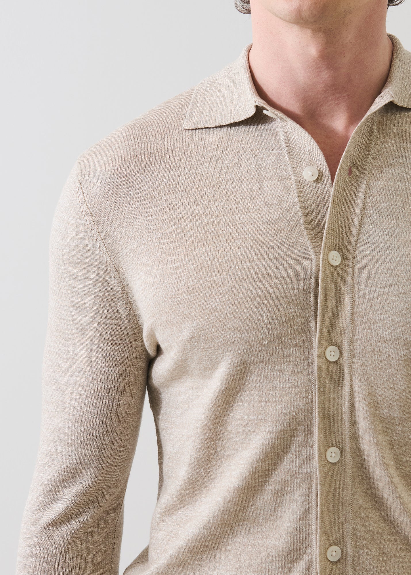 Merino Linen Button Up Knit Shirt - PATRICK ASSARAF