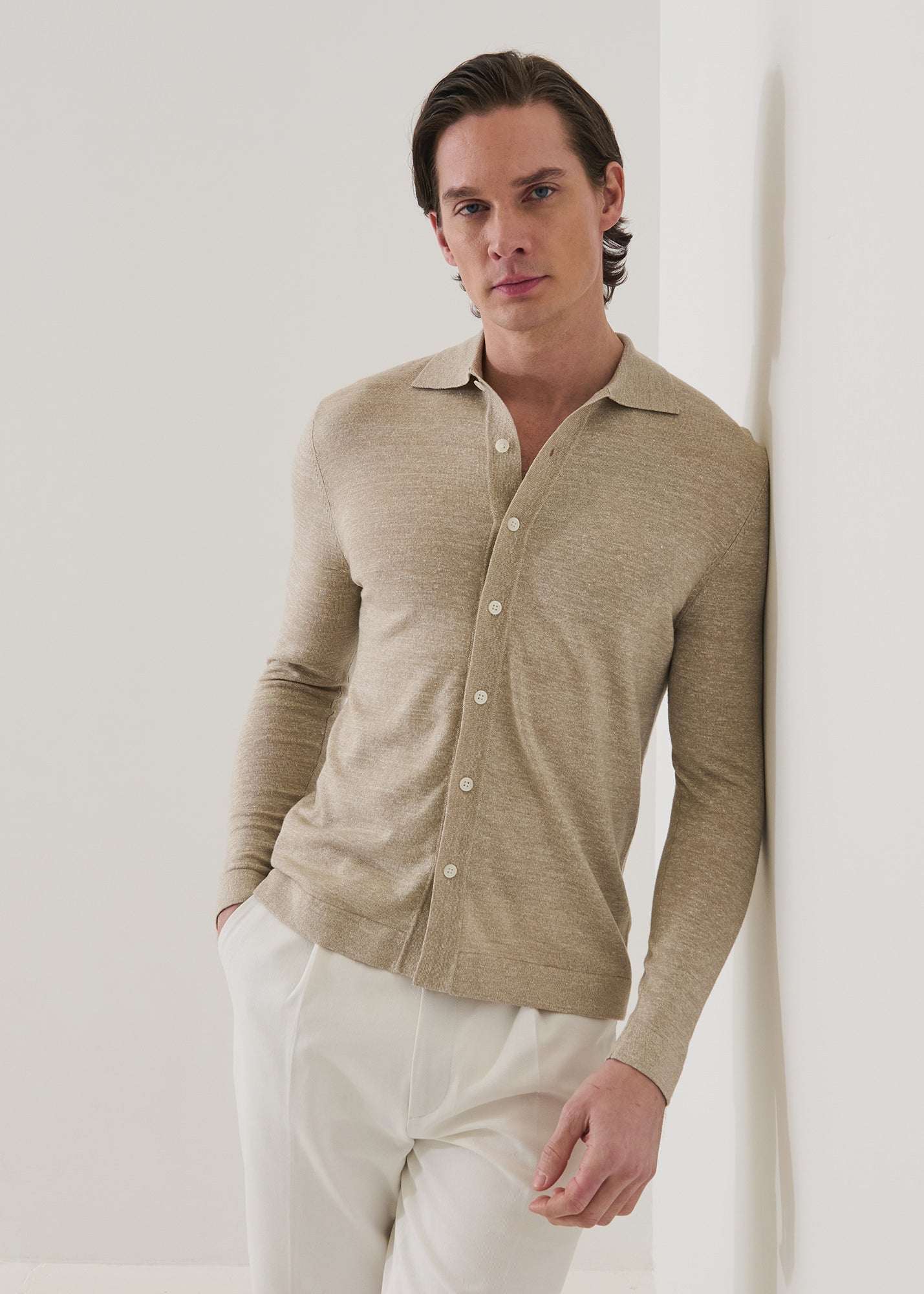 Merino Linen Button Up Knit Shirt - PATRICK ASSARAF