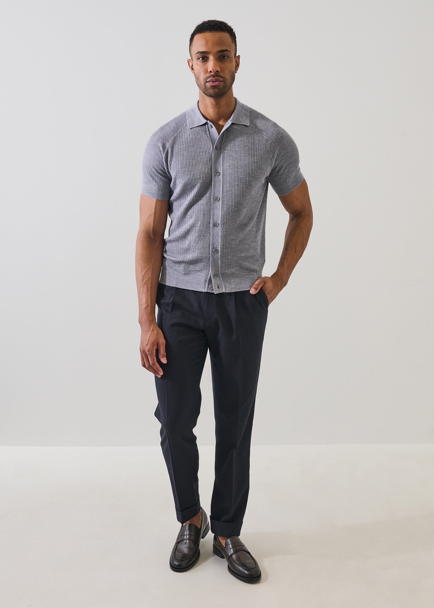 Merino Silk Textured Knit Shirt - PATRICK ASSARAF