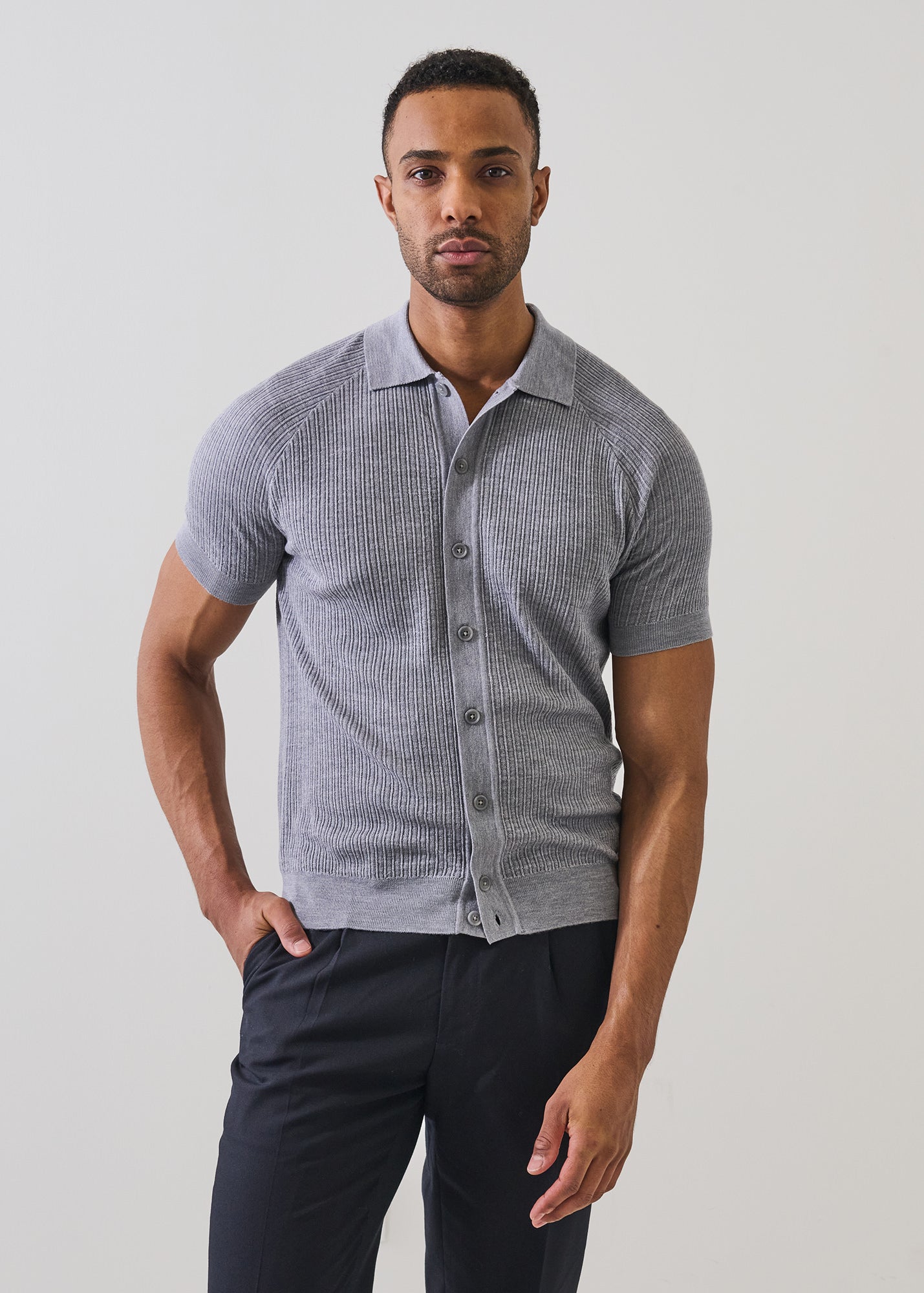 Merino Silk Textured Knit Shirt - PATRICK ASSARAF