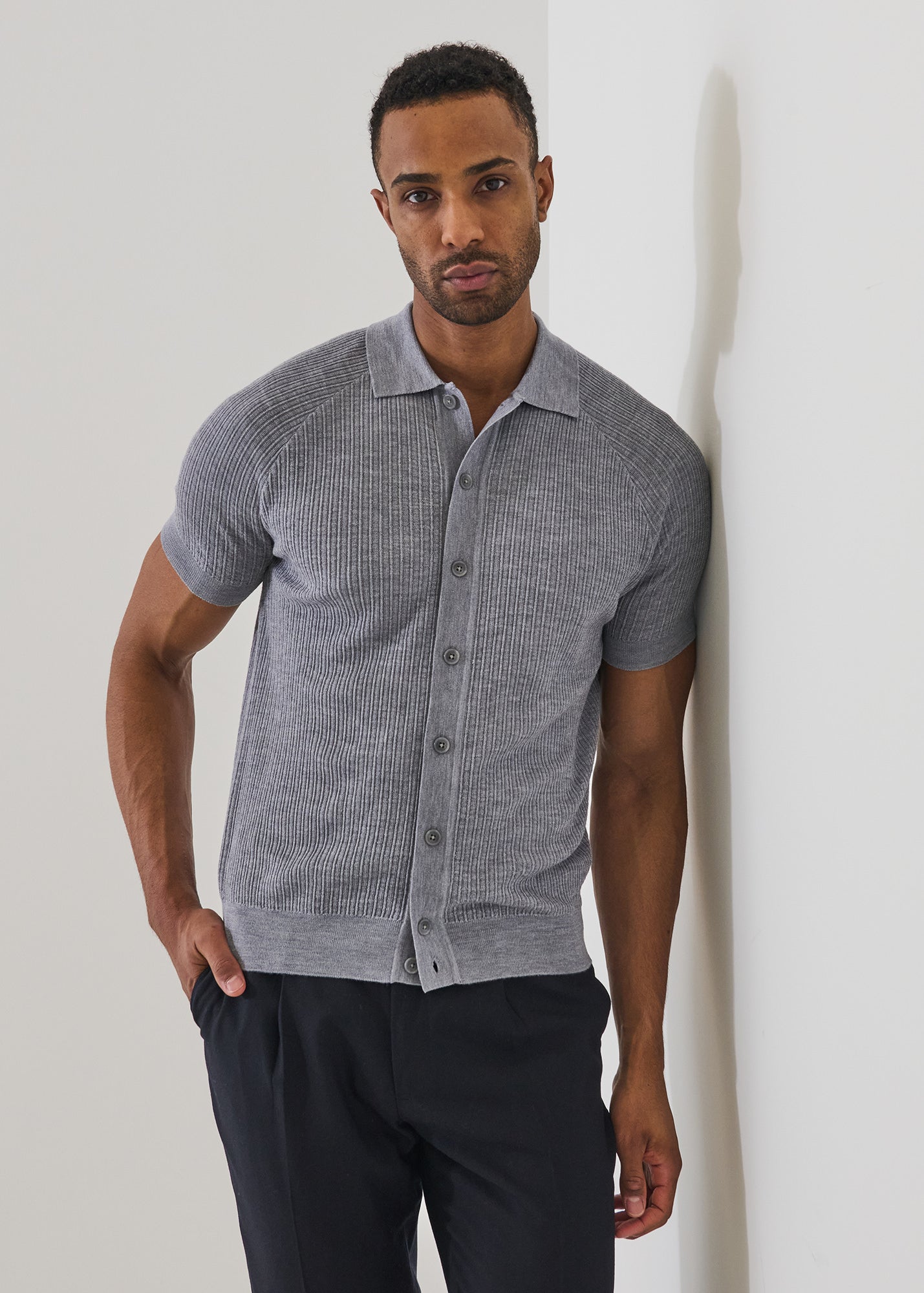 Merino Silk Textured Knit Shirt - PATRICK ASSARAF