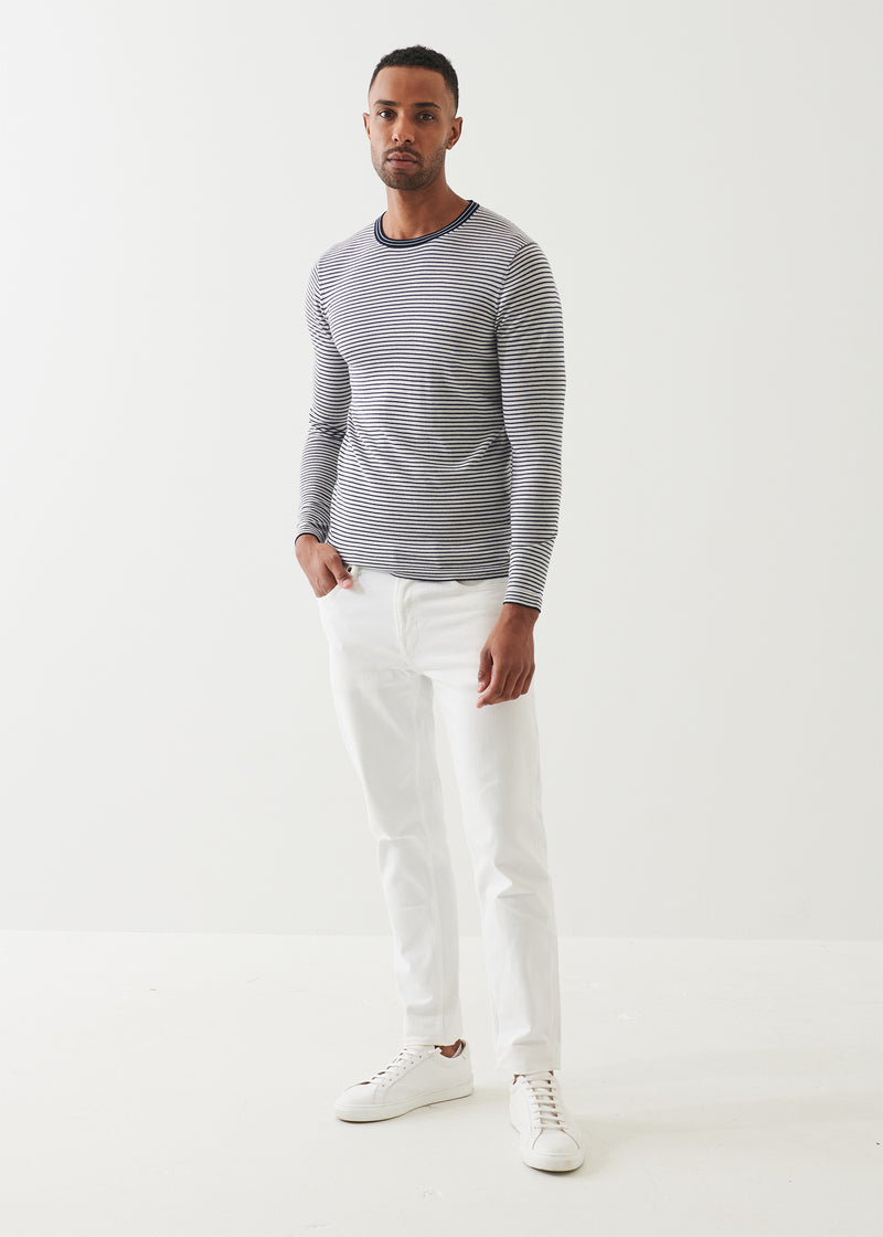 Wool-Silk Blend Stripe Crewneck