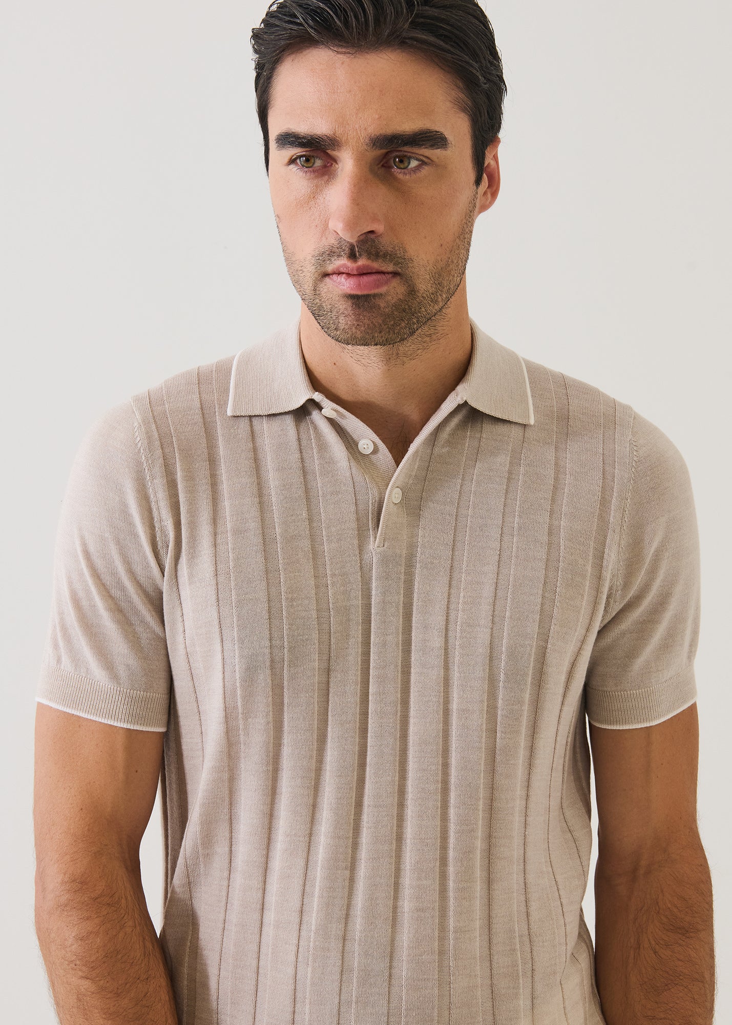 Merino Wool-Silk Drop Needle Tipped Polo