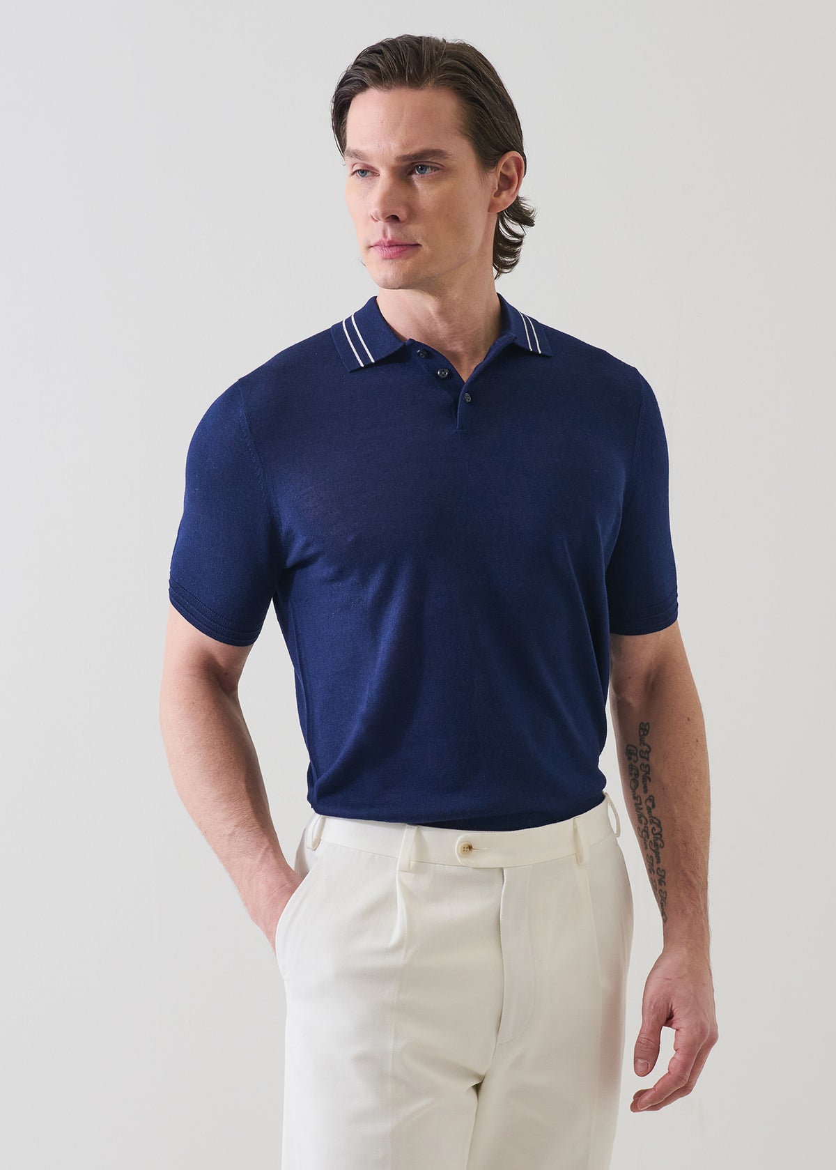 Merino Silk Tipped Polo - PATRICK ASSARAF
