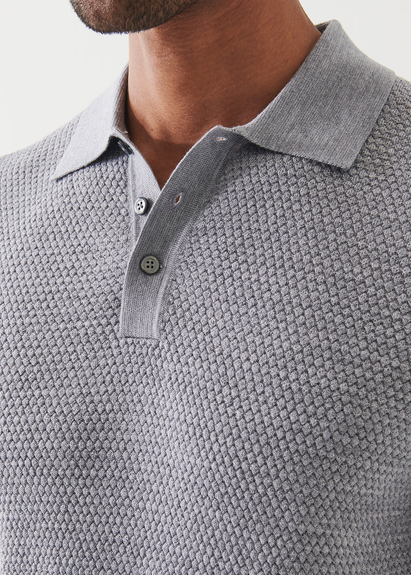 Merino Wool-Silk Blend Textured Polo