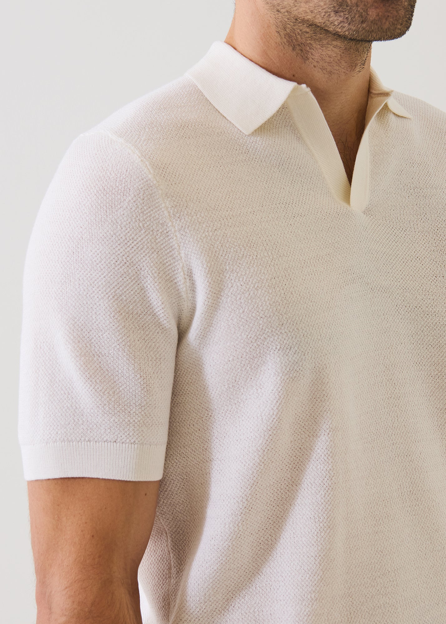 Merino Wool-Silk Birds-Eye Stitch Polo