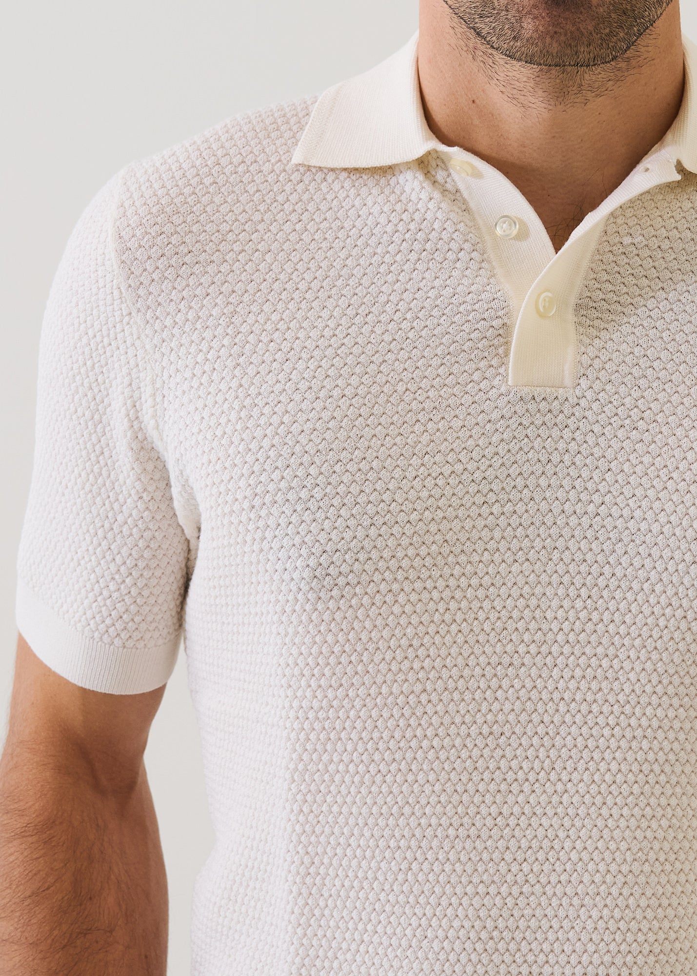 Merino Wool-Silk Bubble Stitch Polo