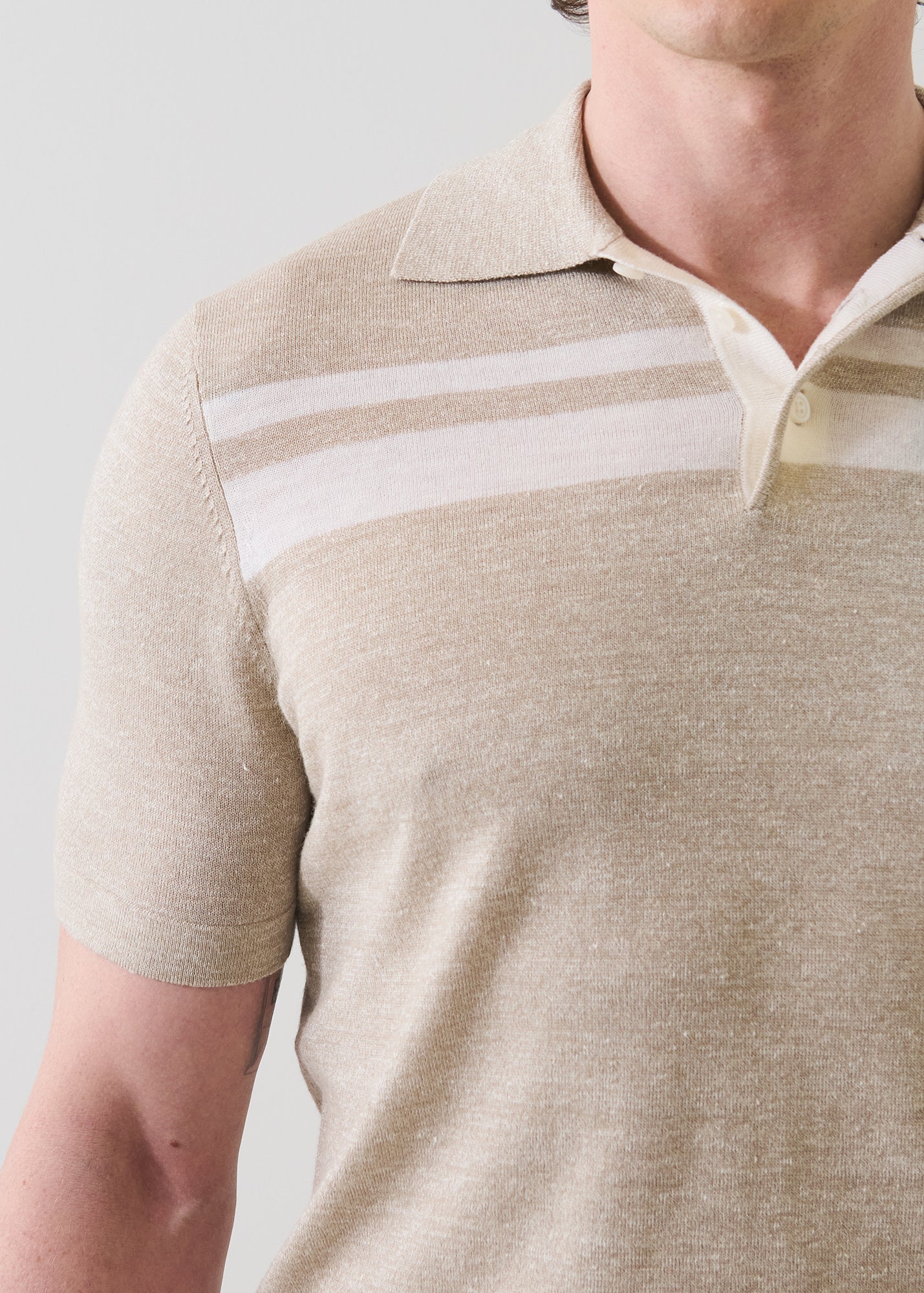 Merino Linen Striped Polo - PATRICK ASSARAF