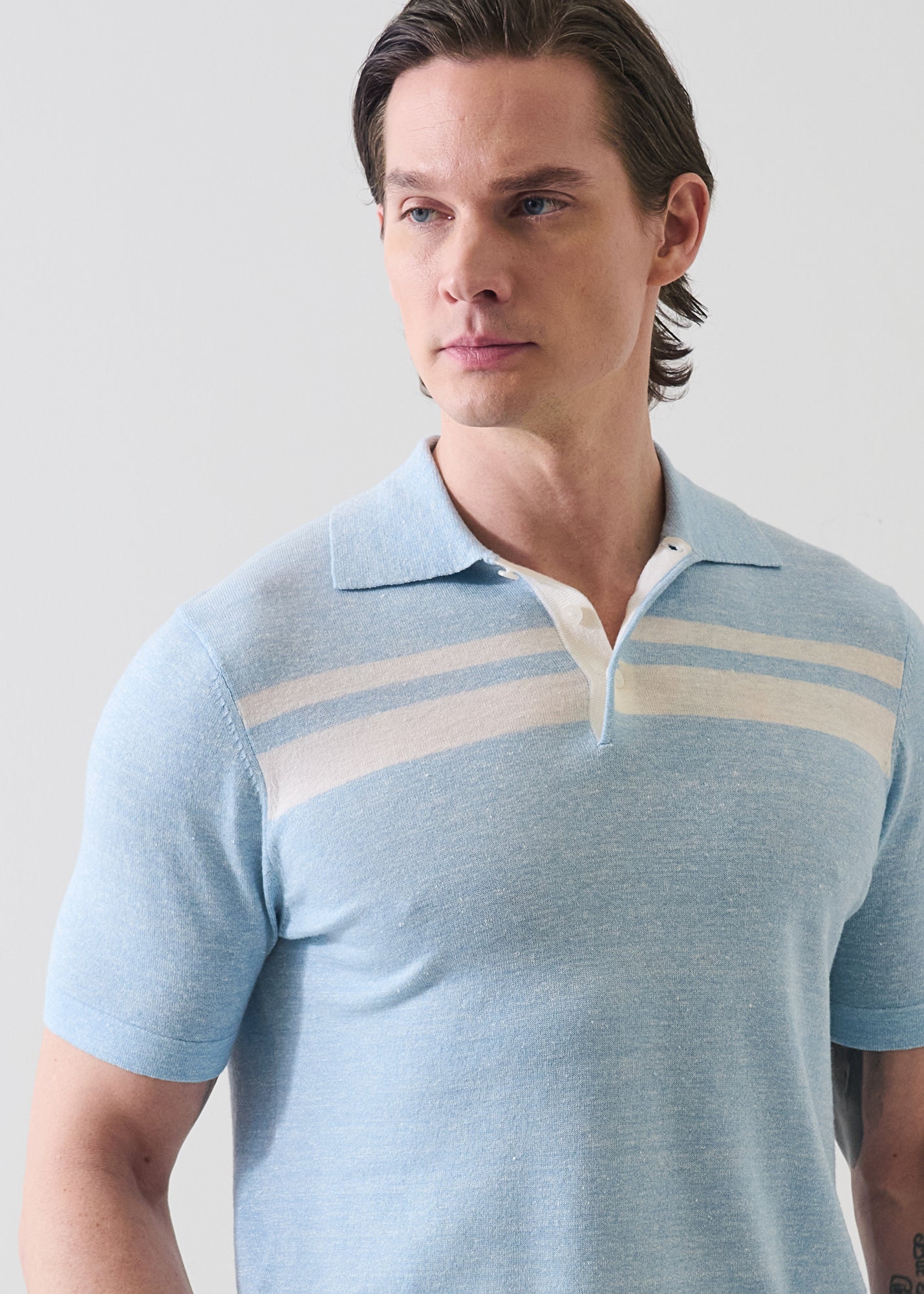 Merino Linen Striped Polo - PATRICK ASSARAF