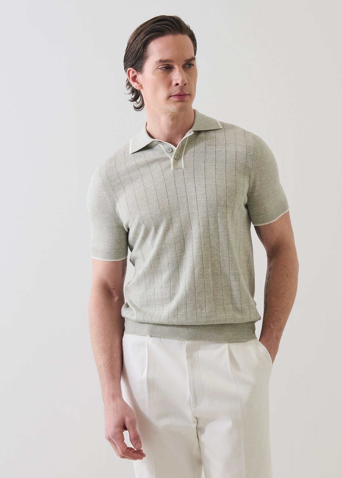 Merino Linen Drop Needle Polo - PATRICK ASSARAF