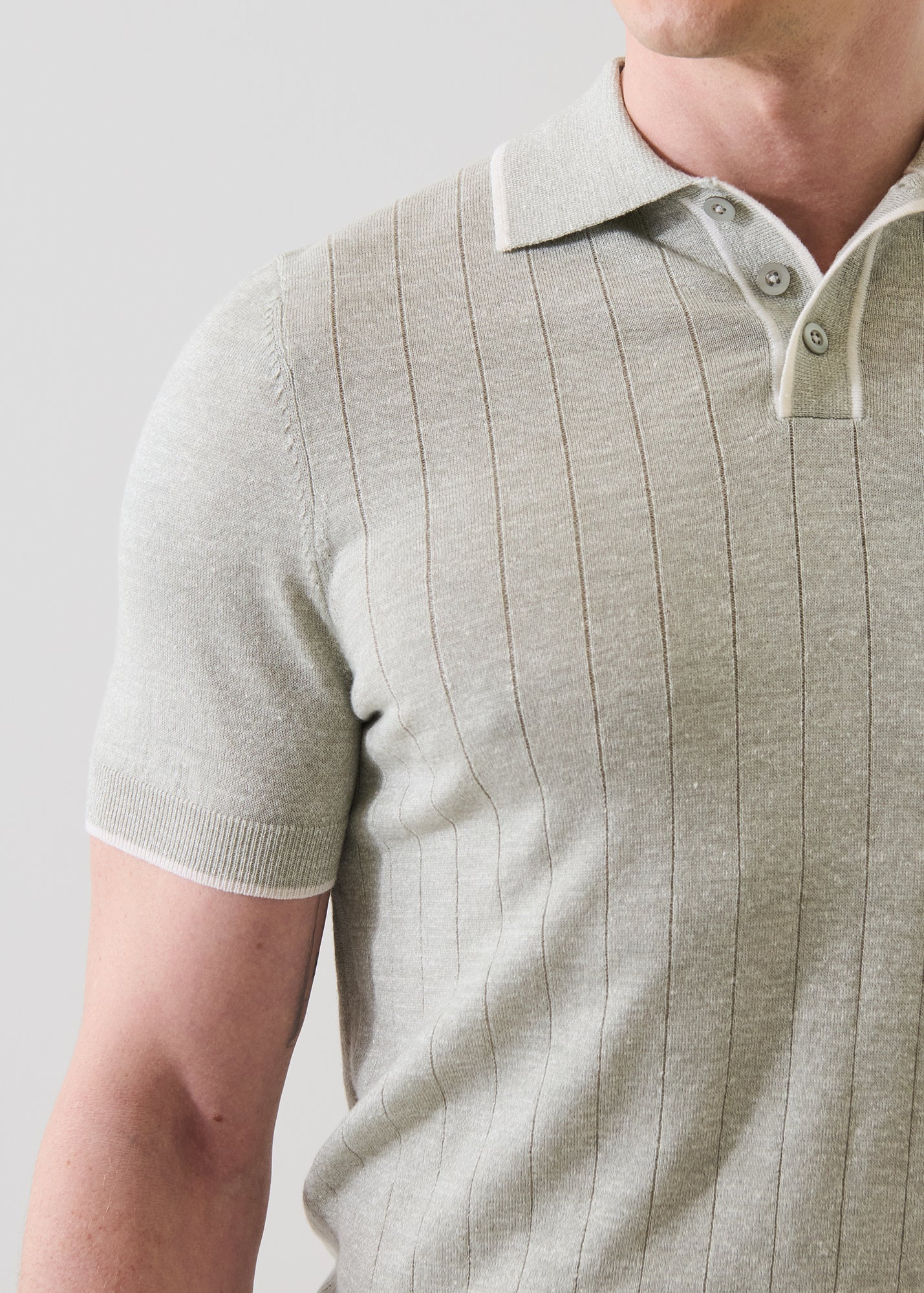 Merino Linen Drop Needle Polo - PATRICK ASSARAF