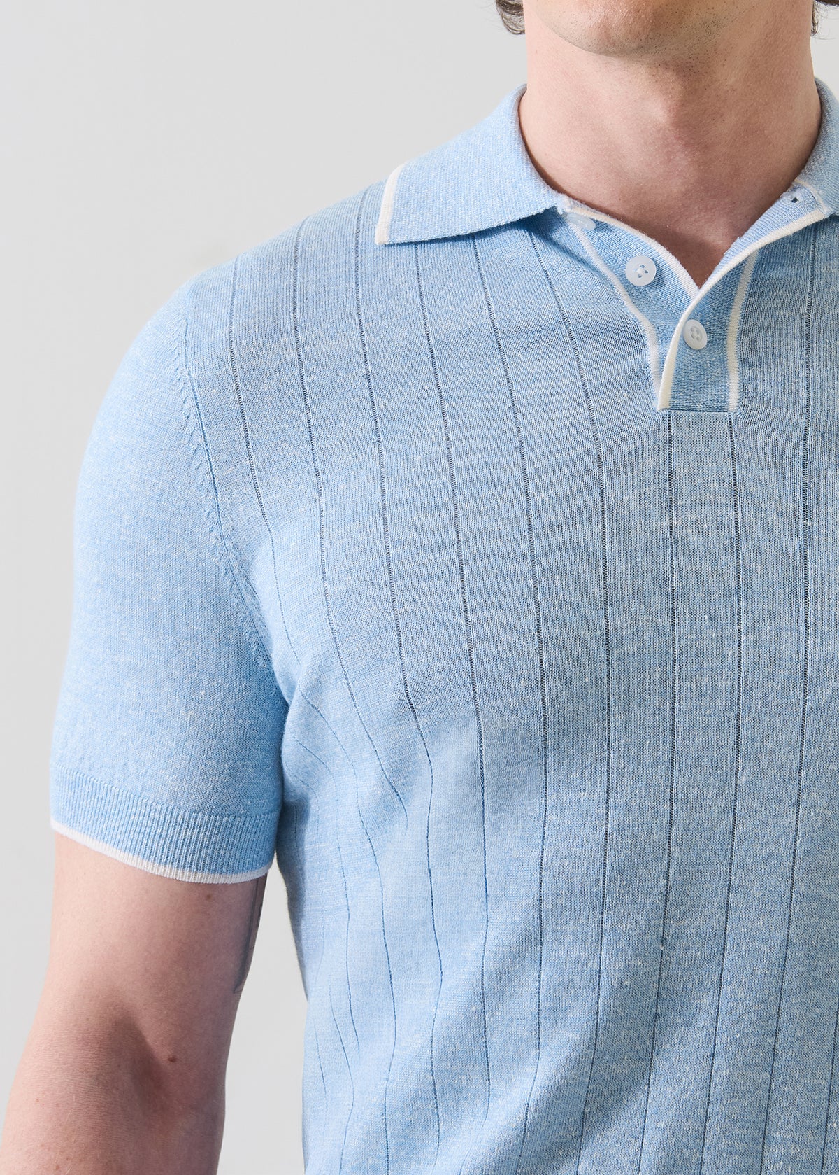 Merino Linen Drop Needle Polo - PATRICK ASSARAF