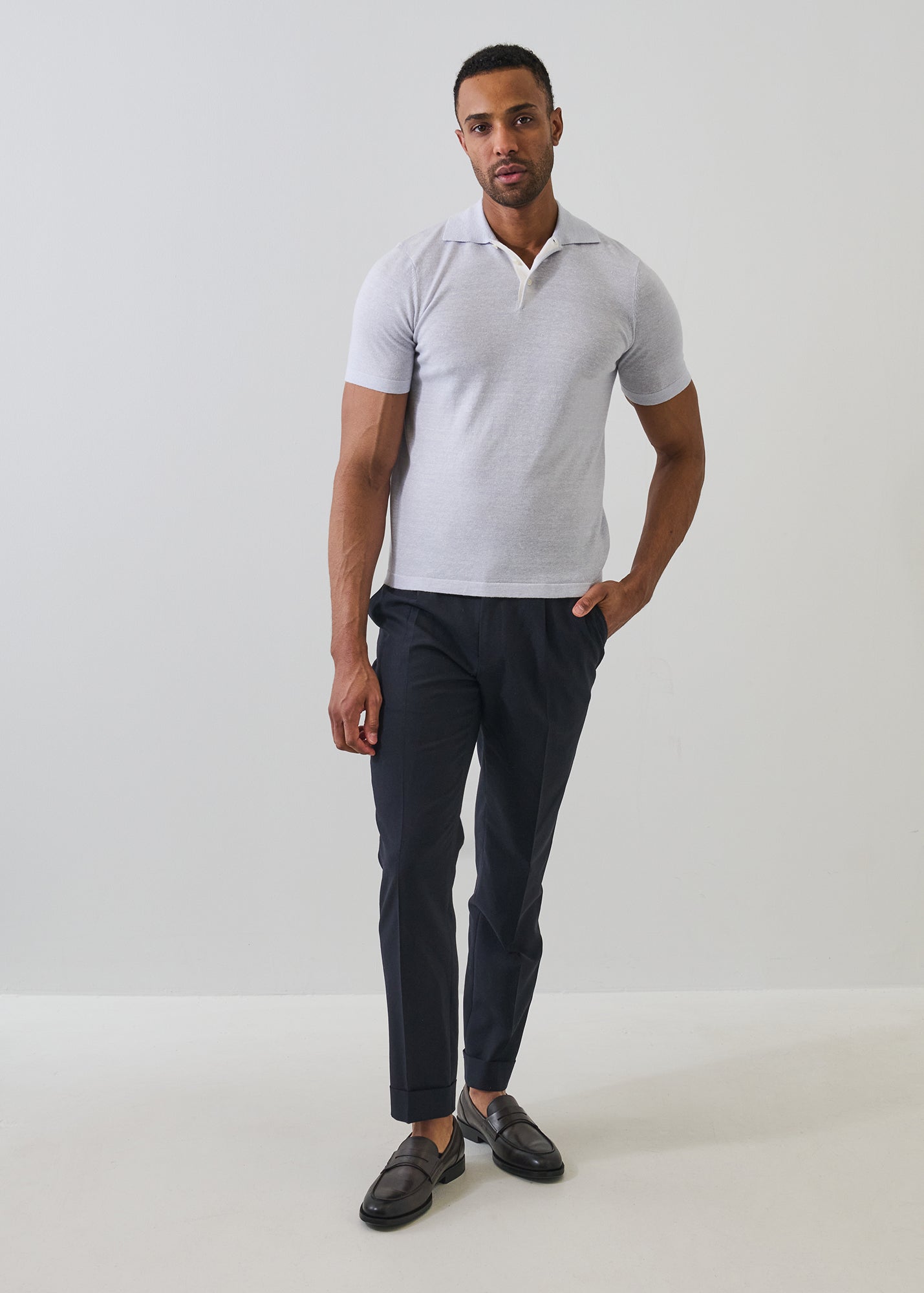 Merino Linen Contrast Placket Polo - PATRICK ASSARAF