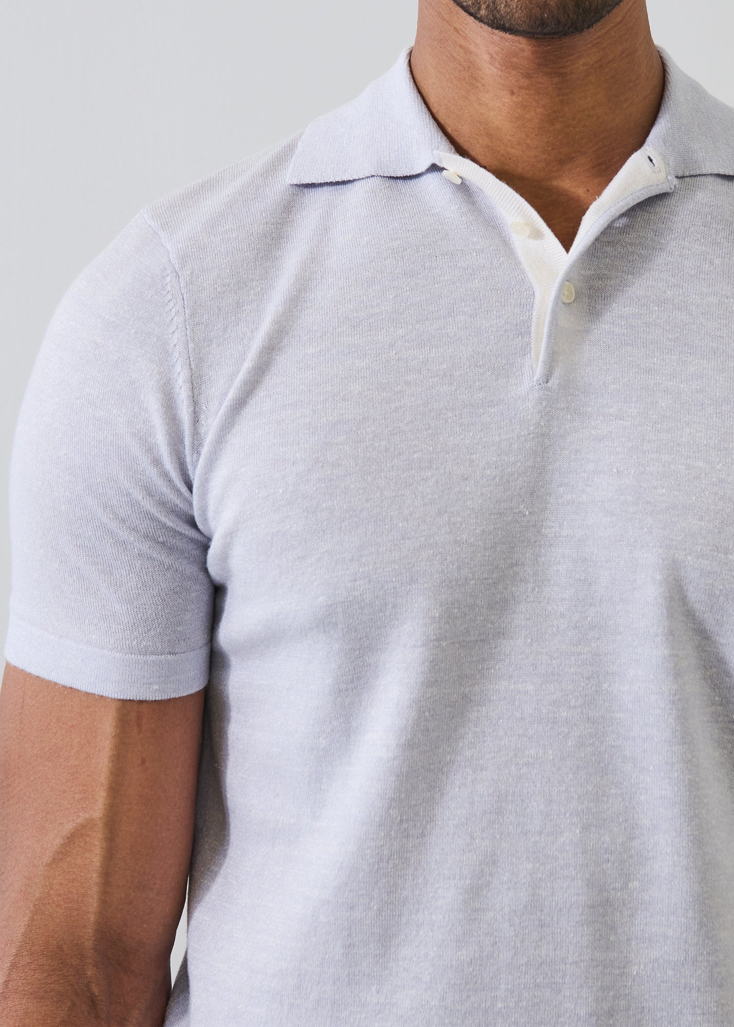 Merino Linen Contrast Placket Polo - PATRICK ASSARAF