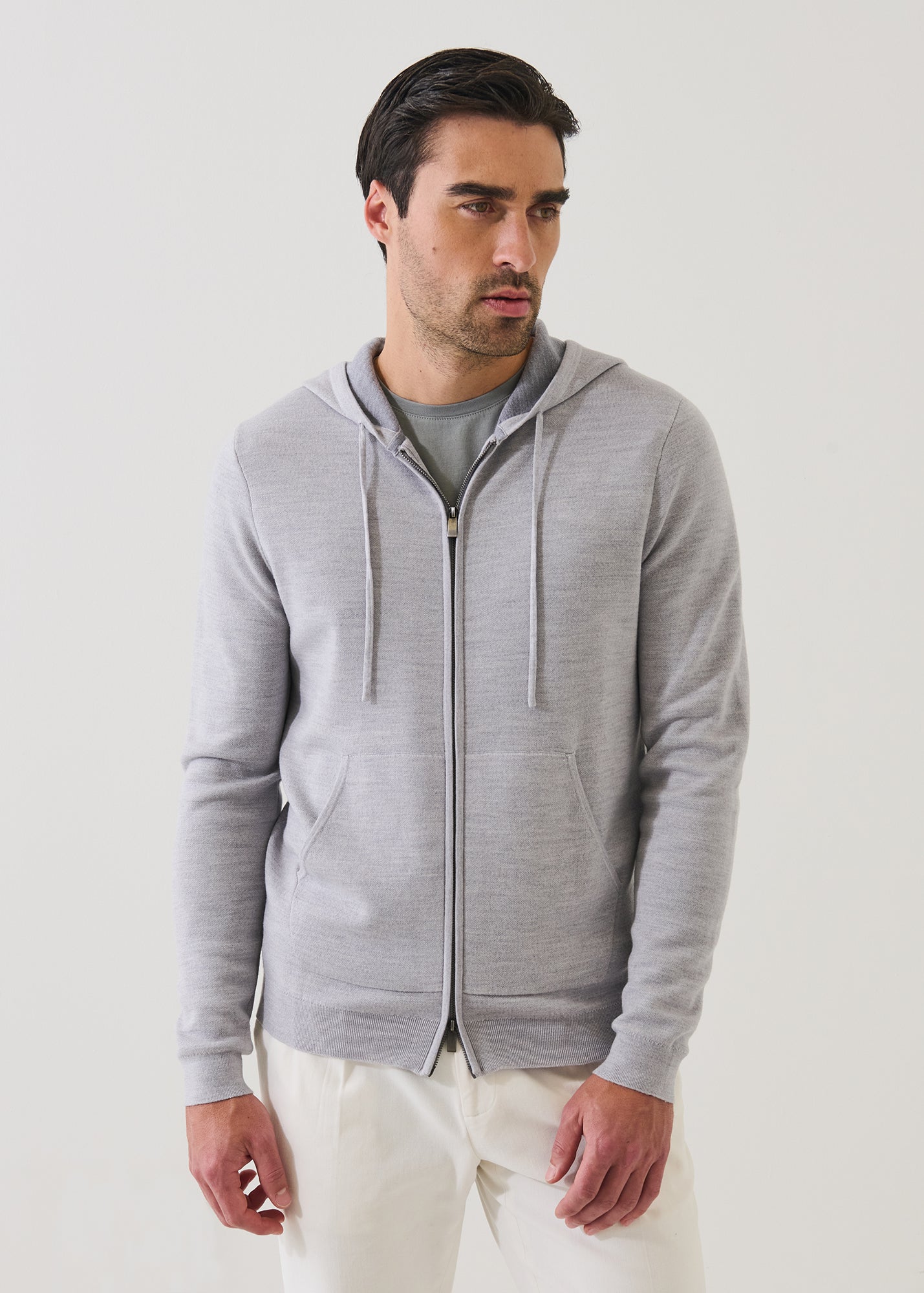 Double Face Merino Wool-Silk Full Zip Hoodie