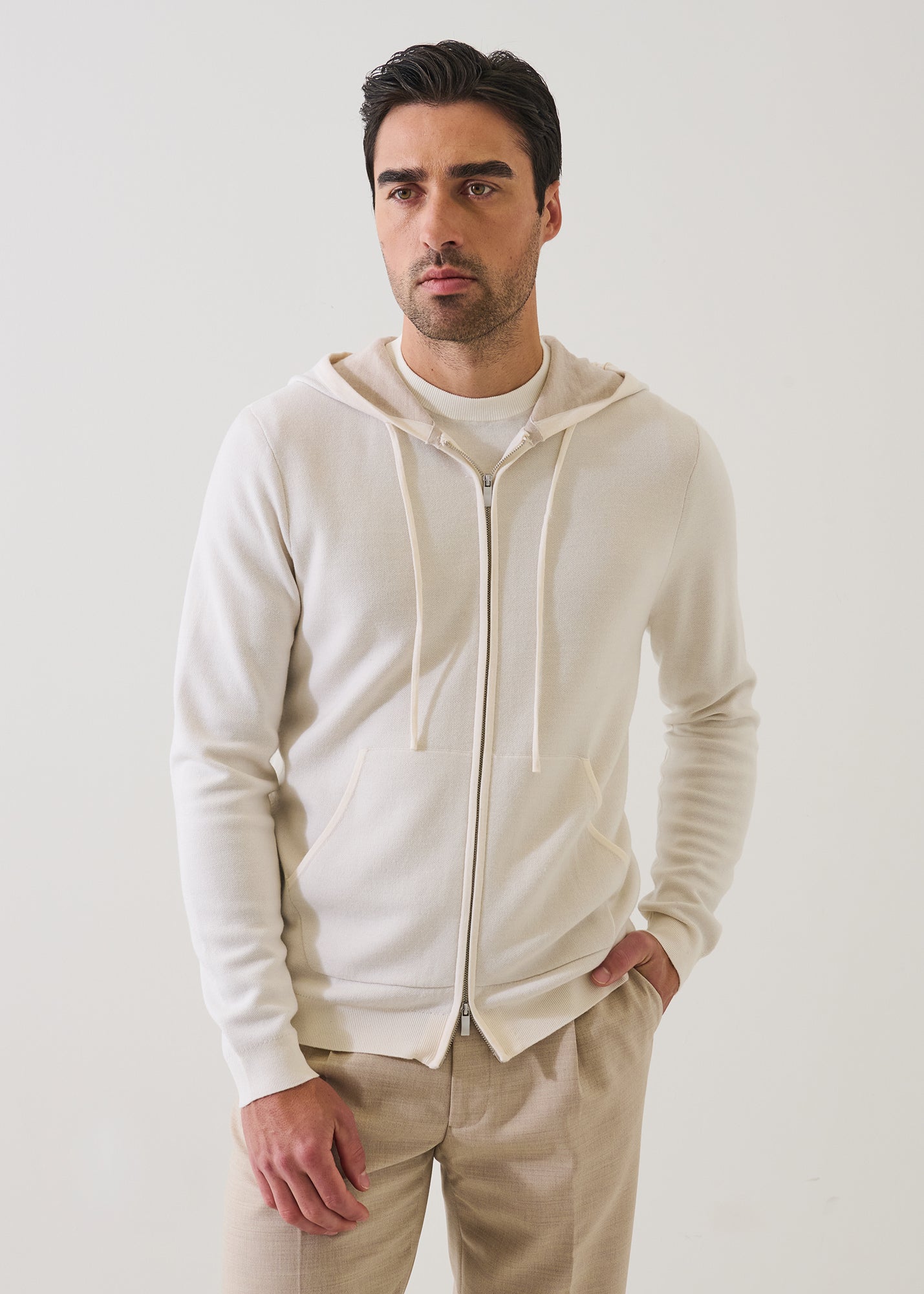 Double Face Merino Wool-Silk Full Zip Hoodie
