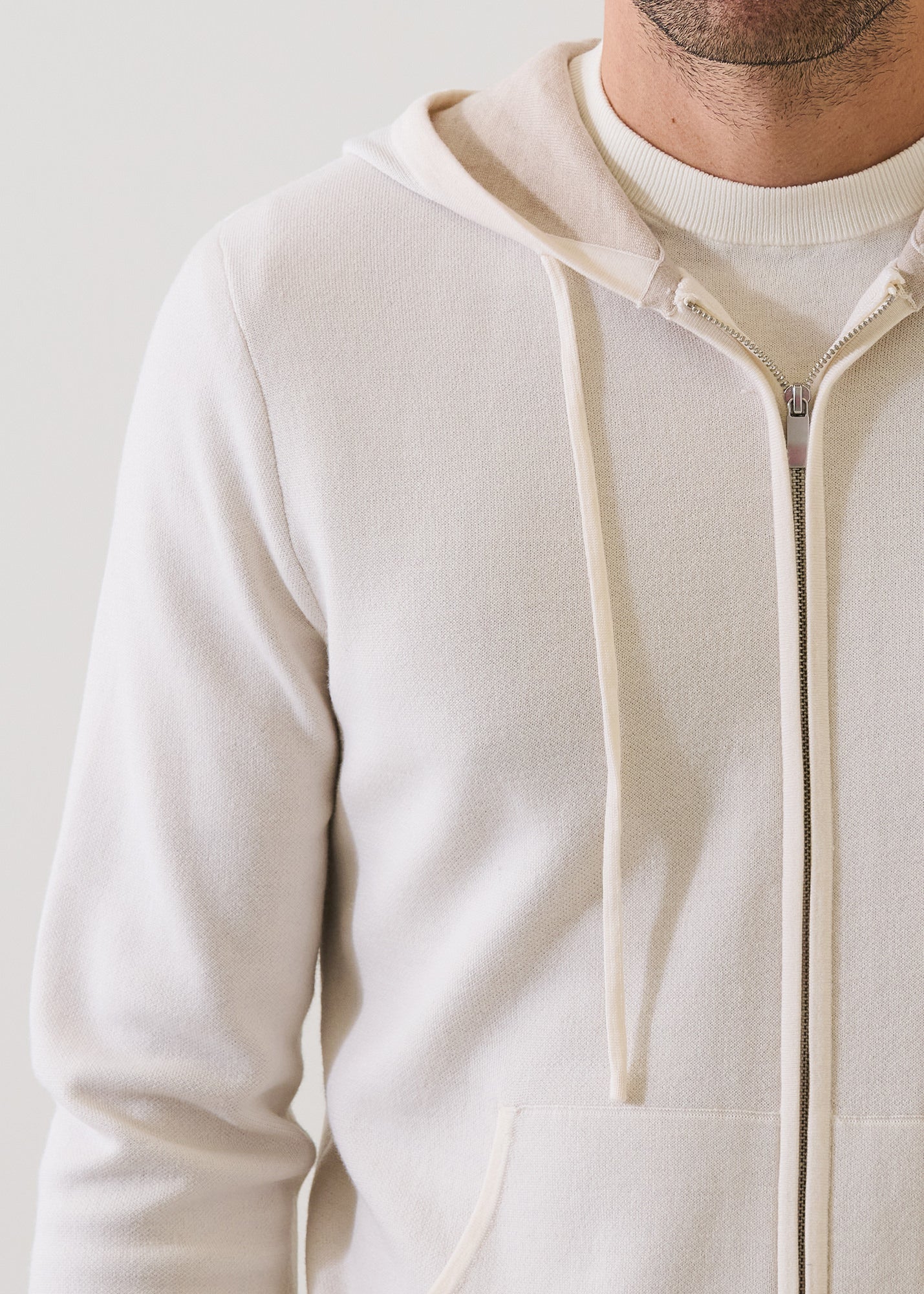 Double Face Merino Wool-Silk Full Zip Hoodie