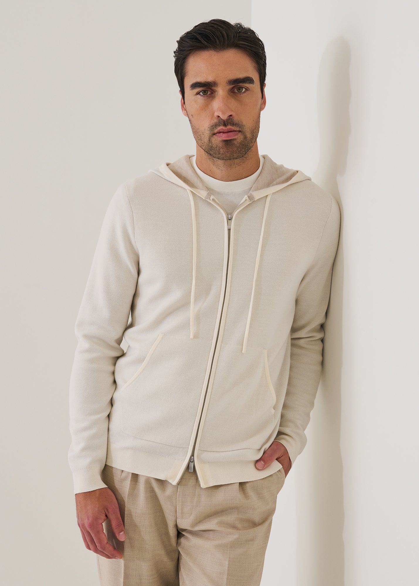 Double Face Merino Wool-Silk Full Zip Hoodie