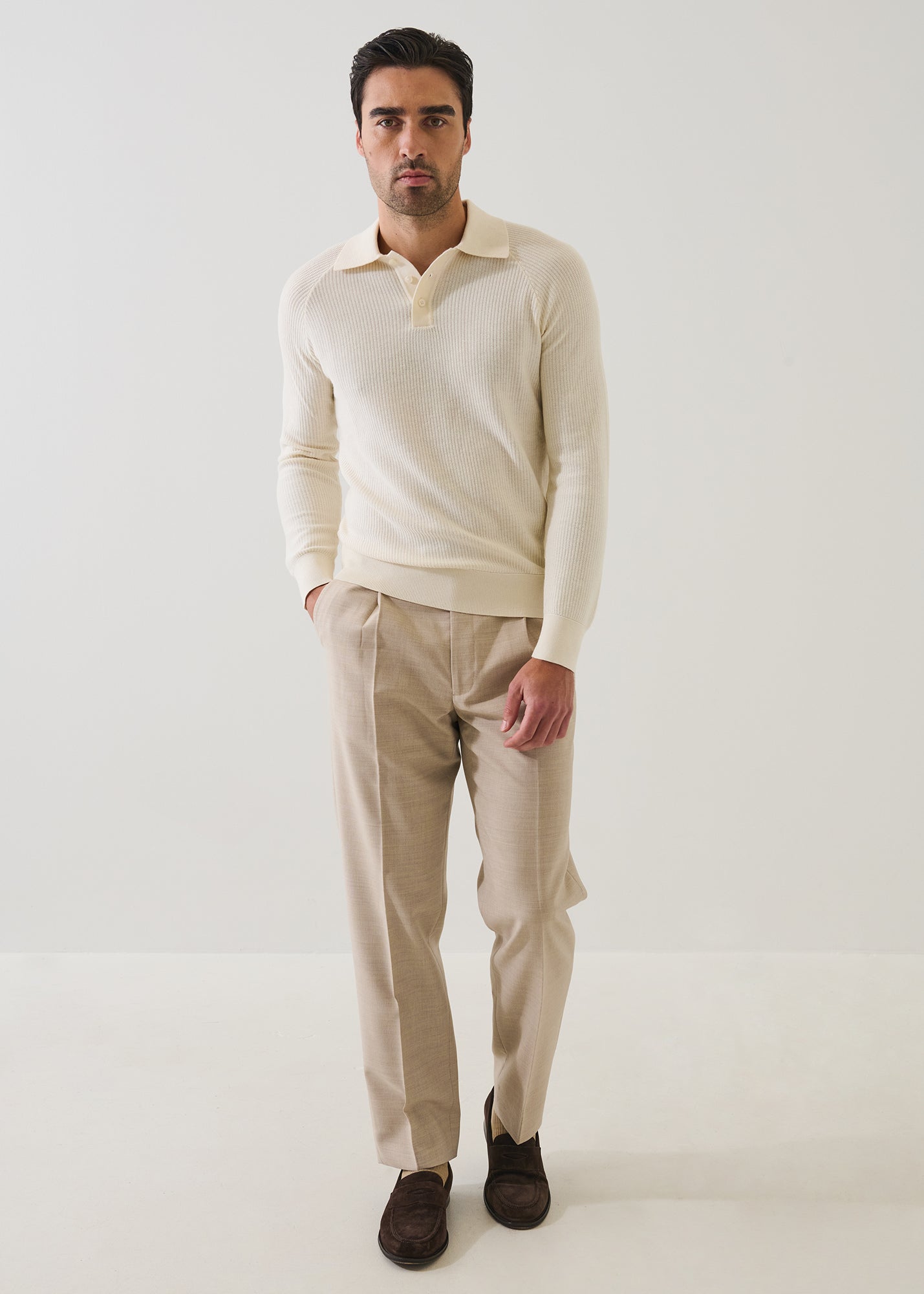 Cotton Blend Wide Rib Polo