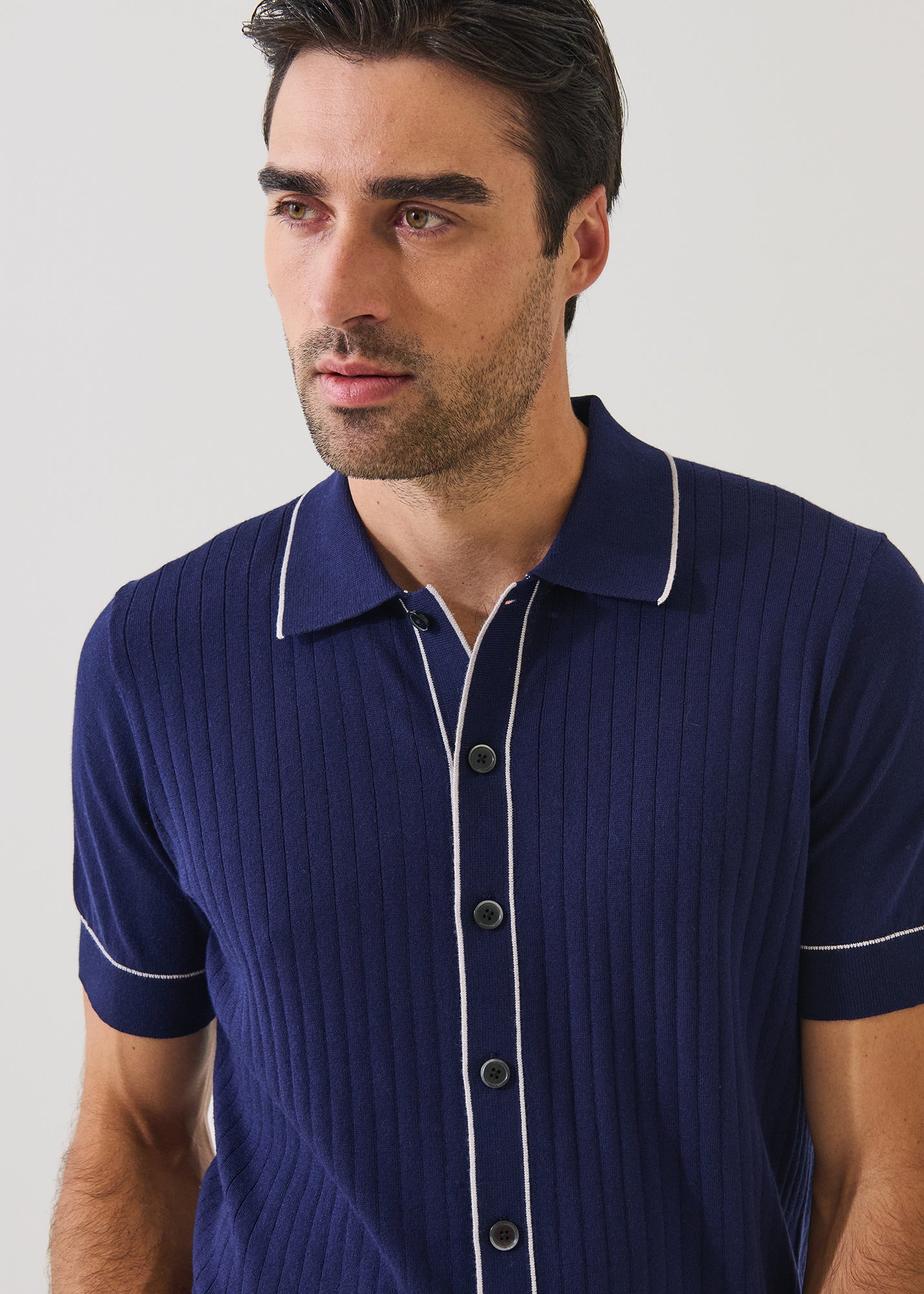 Cotton-Silk Tipped Short Sleeve Knit Shirt