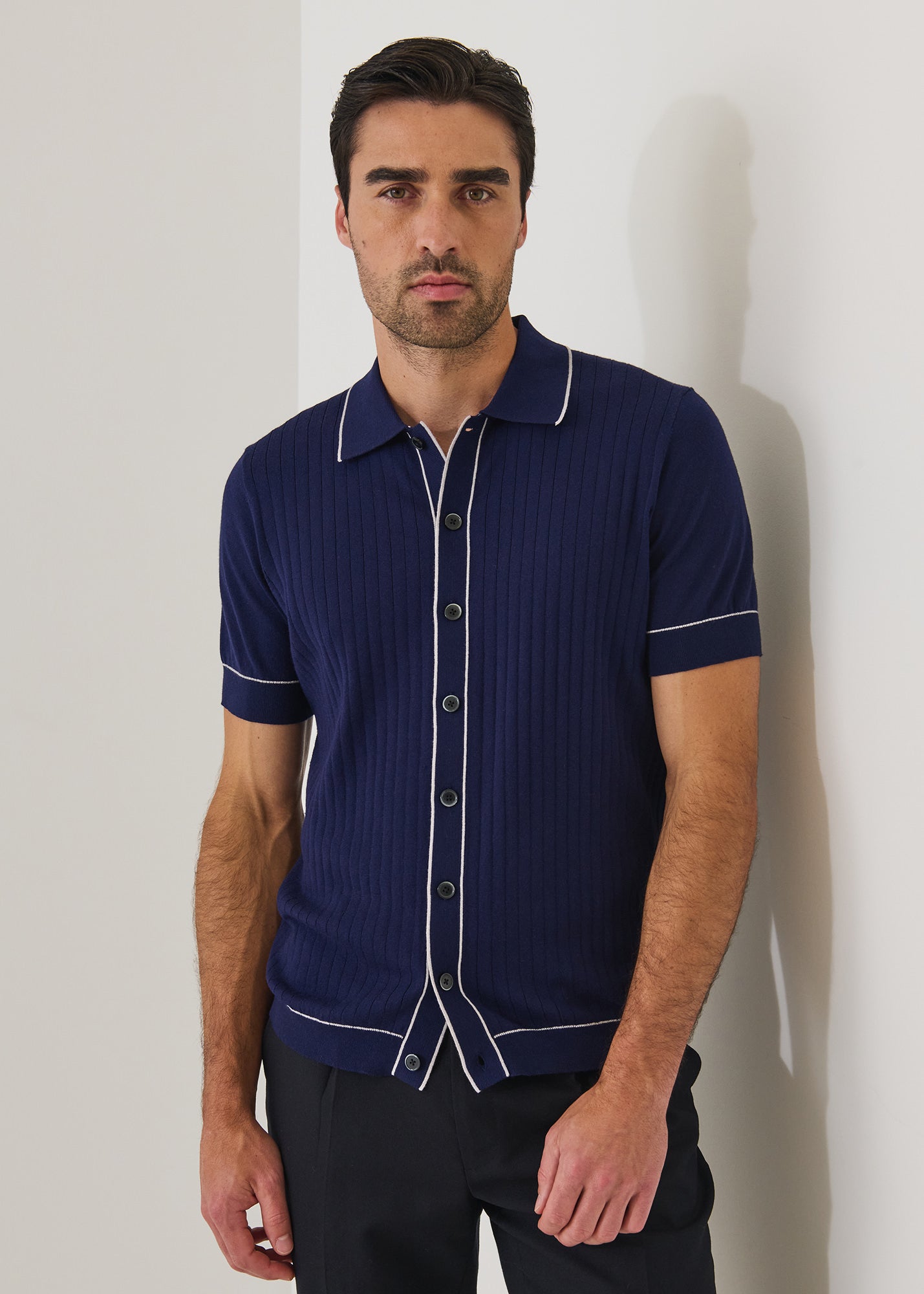 Cotton-Silk Tipped Short Sleeve Knit Shirt