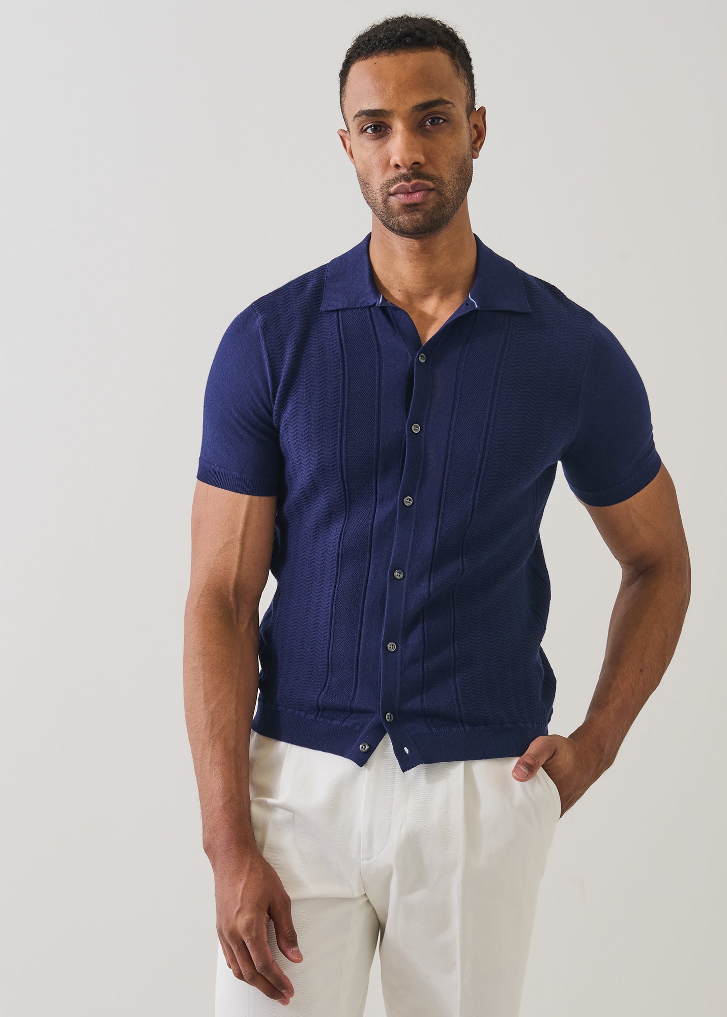 Cotton Cashmere Textured Knit Shirt - PATRICK ASSARAF