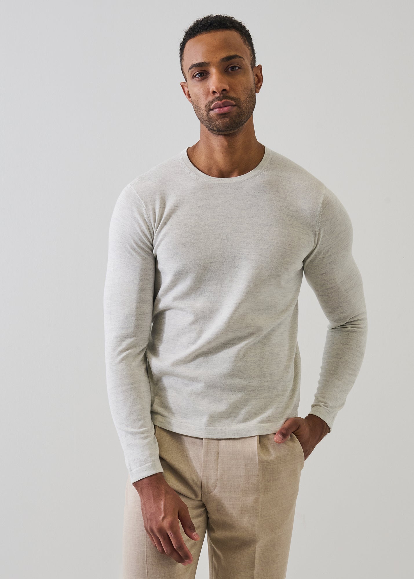 Cotton-Cupro Long Sleeve Crewneck - PATRICK ASSARAF