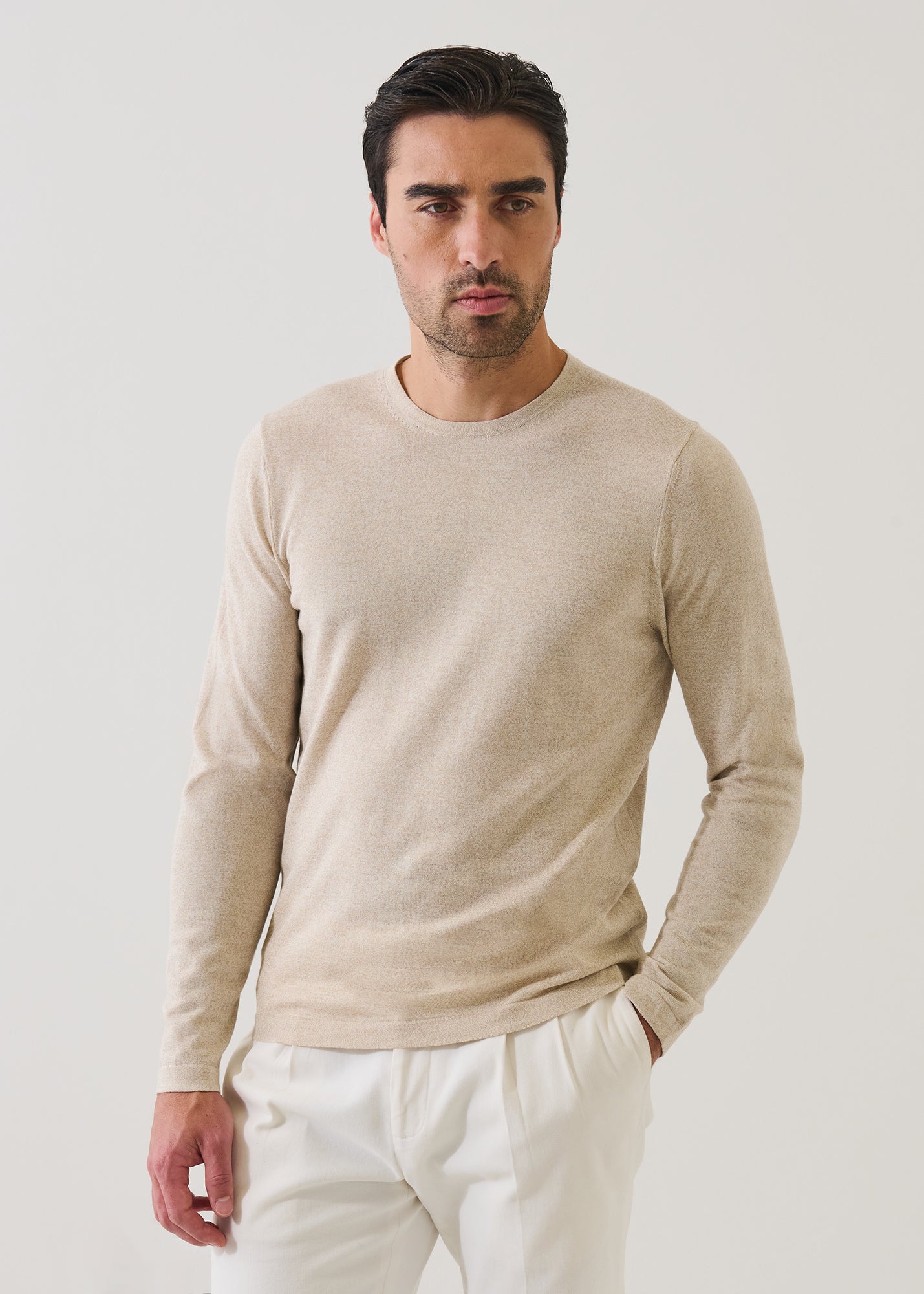 Cotton-Cupro Long Sleeve Crewneck