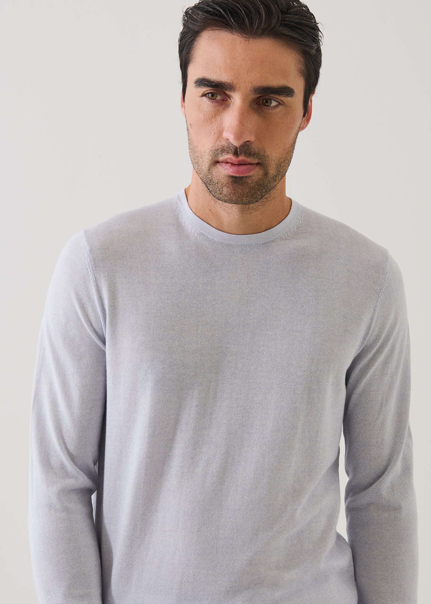 Cotton-Cupro Long Sleeve Crewneck