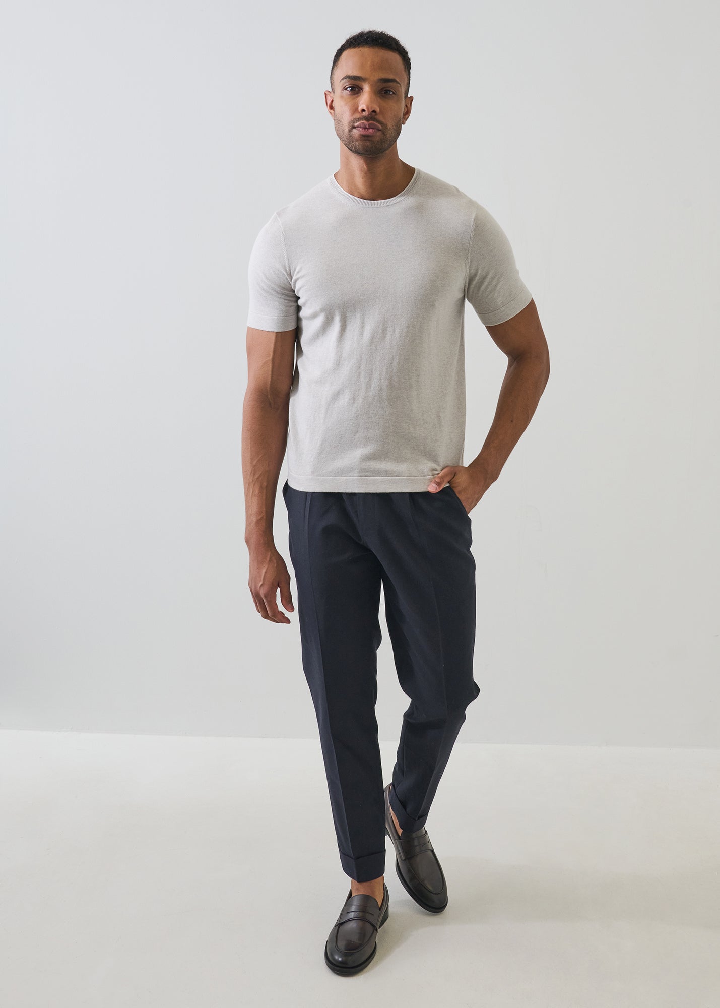 Cotton Cashmere Tipped Crewneck Sweater - PATRICK ASSARAF