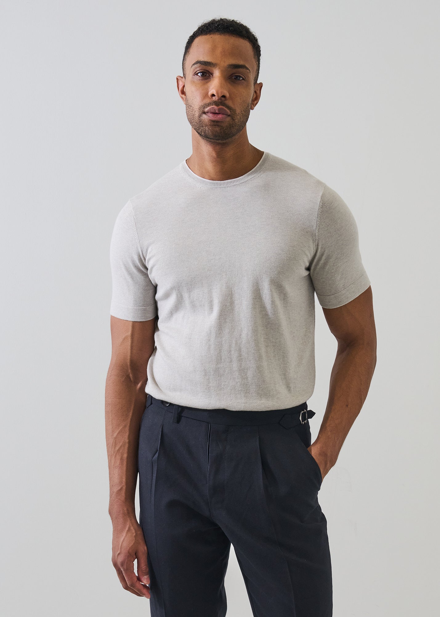 Cotton Cashmere Tipped Crewneck Sweater - PATRICK ASSARAF