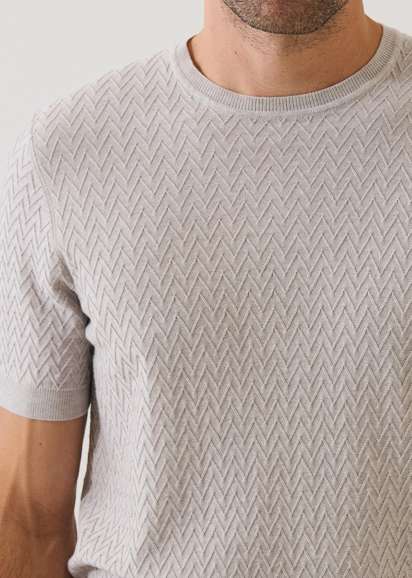 Cotton-Cupro Chevron Stitch Crewneck