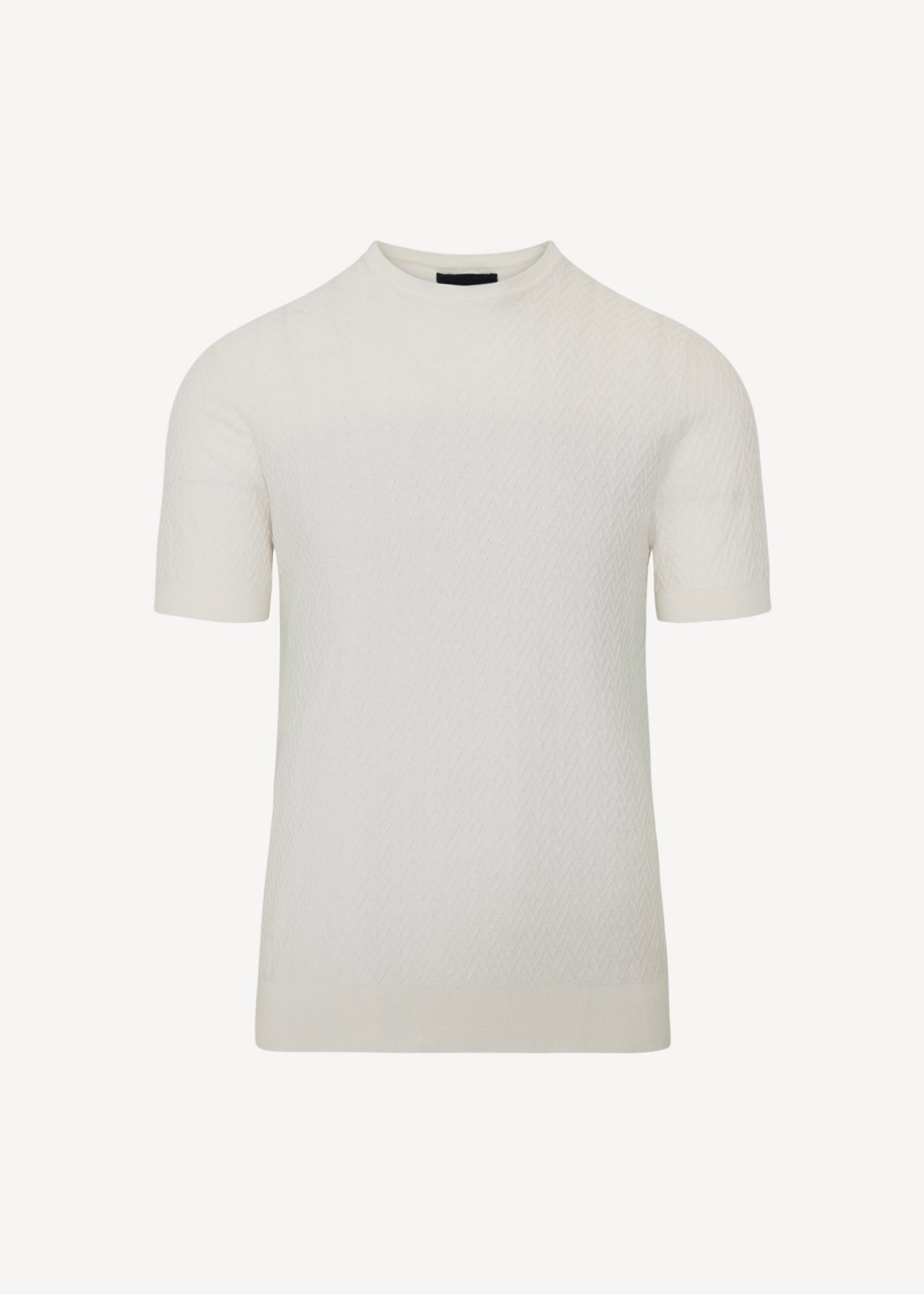 Cotton-Cupro Chevron Stitch Crewneck