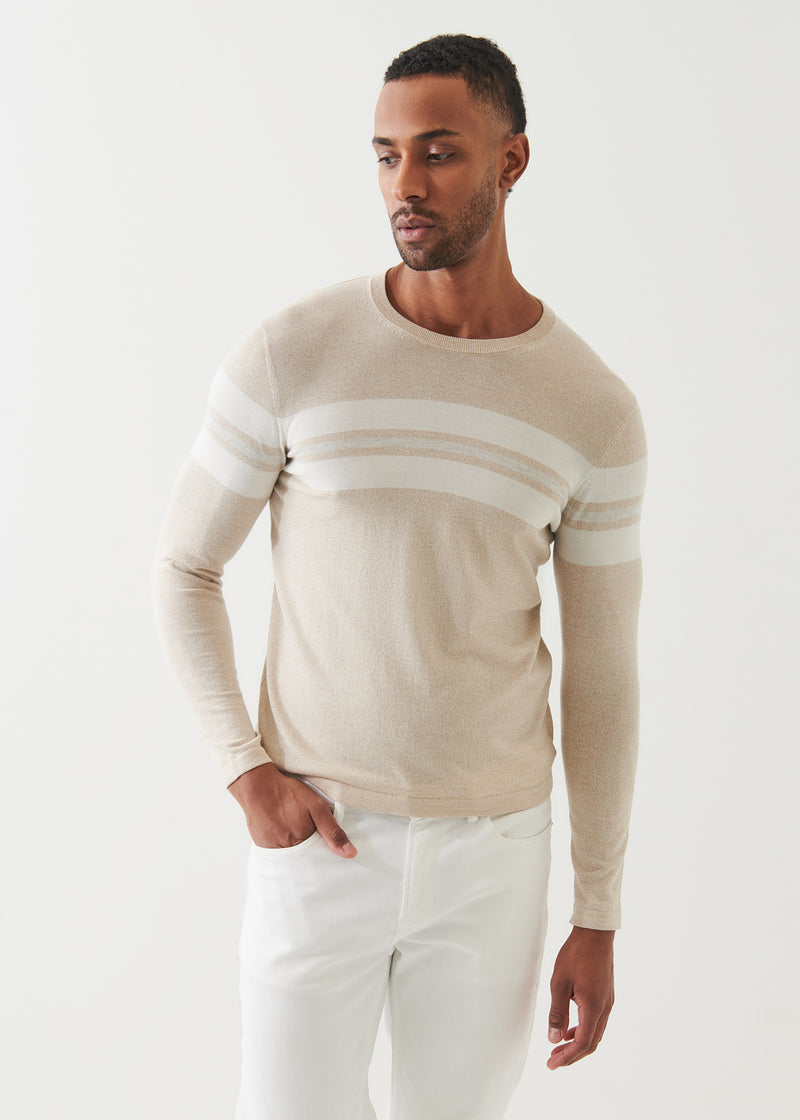 Cotton Cupro Striped Crewneck