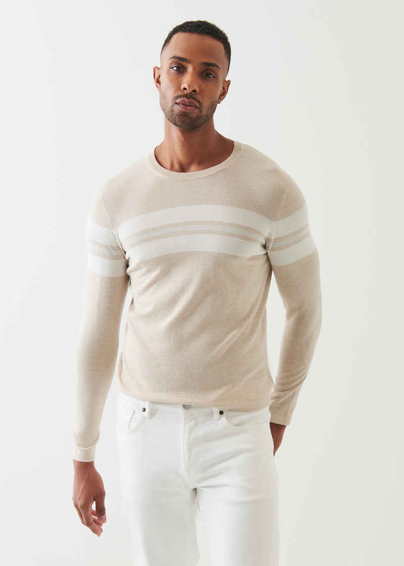 Cotton Cupro Striped Crewneck