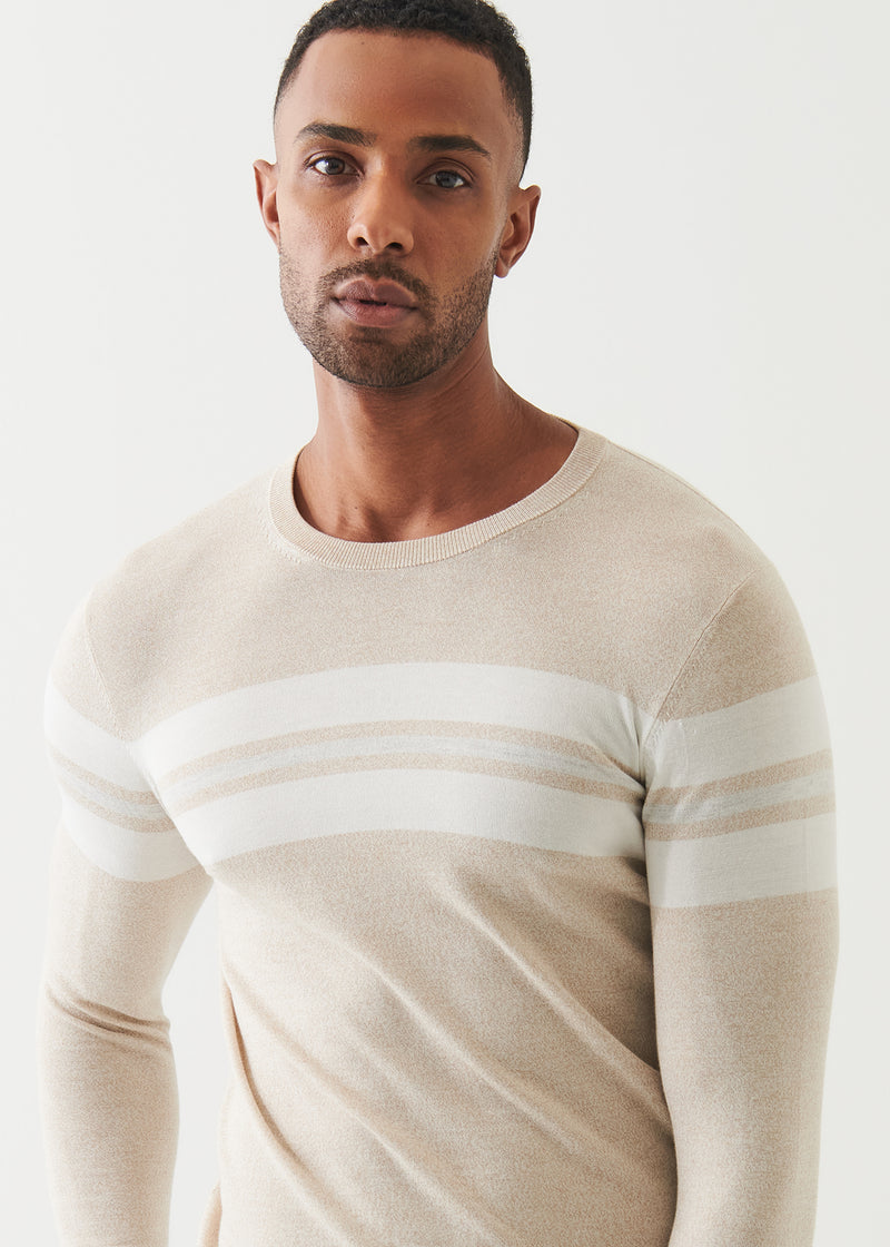 Cotton Cupro Striped Crewneck