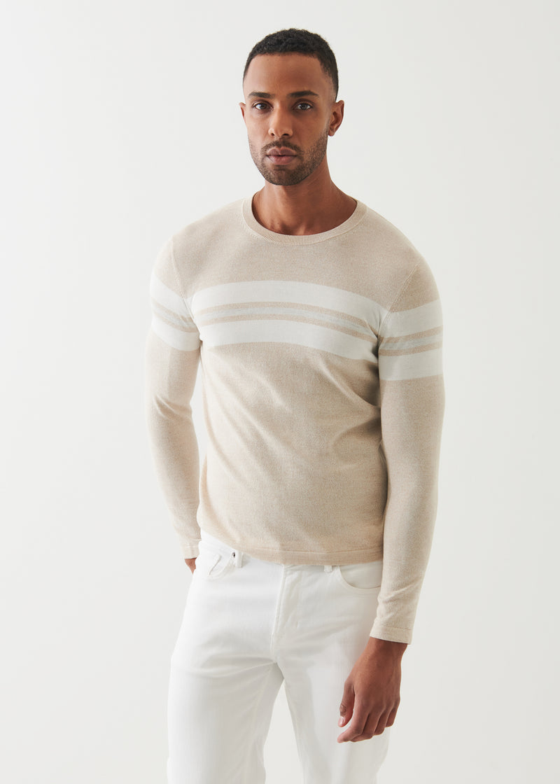 Cotton Cupro Striped Crewneck